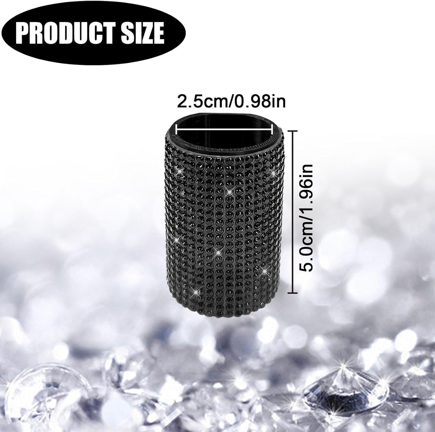 xbrtaia 1 Pack Upright Car Chapstick Holder, Bling Insulating Lip Balm Holder,Rhinestone Car Accessories for Women Interior,Suitable for Most Vehicles.(Black)