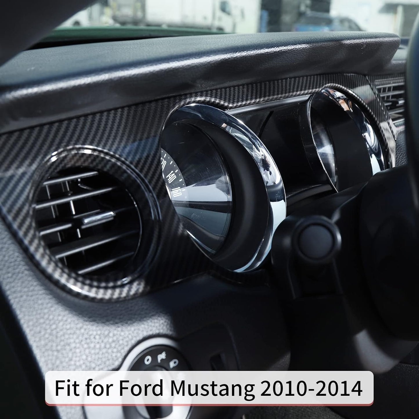 RT-TCZ Carbon Fiber Center Console Dashboard Panel Trim Cover Kit Meter Frame Decoration Interior Accessories for Ford Mustang 2010-2014