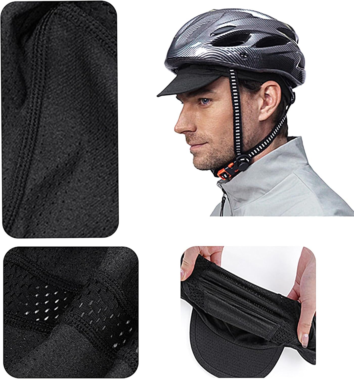 Bike Hat, Hard cap Liner, Mesh Headwear, Sun Visor Helmet, Breathable Protective Gear for Cycling Workout Skiing Fishing Construction Camping Football Hiking, 5.12x2.36 Inches