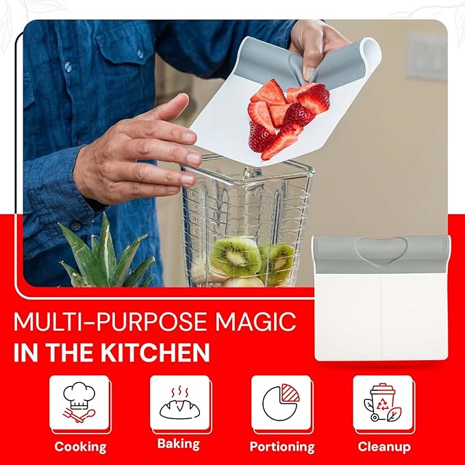 DANDY ScooperDuper - Multi-Purpose Folding Food Mover, Bench Scraper, Dough Scraper, Food Scraper Tool, User-Friendly Kitchen Gadget for Cutting Board and Chef’s Knife