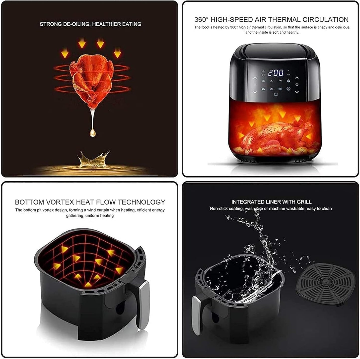 Air Fryer for Home Use 6L Fryer for Home Use with Eight s Timing Frieshine for Office Touch Screen Control Comfortable Anniversary Efficency