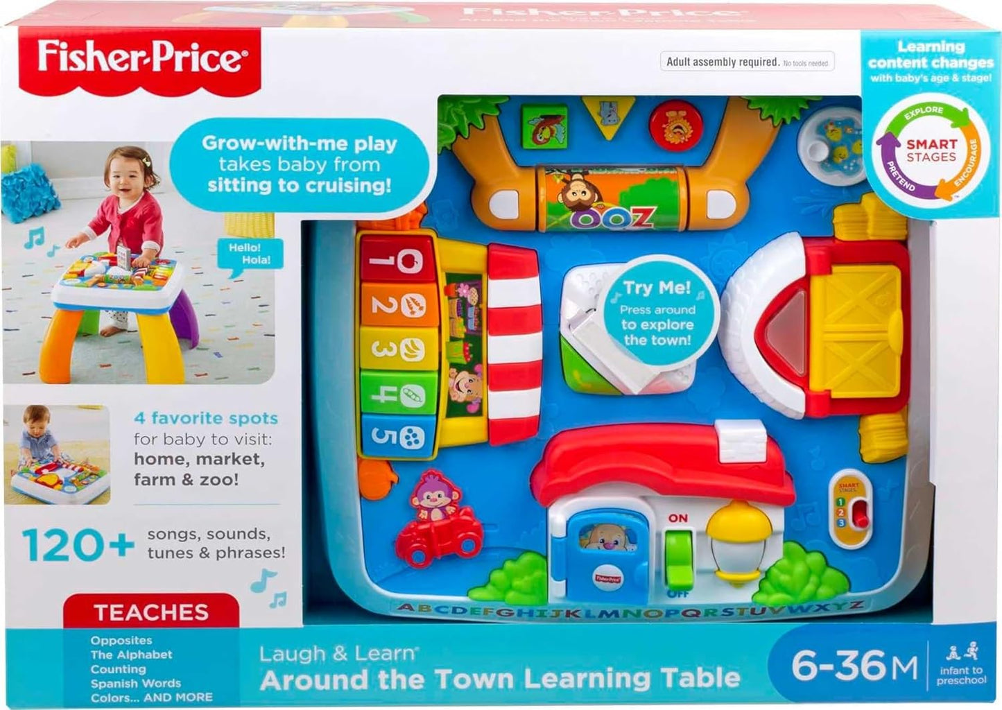 Fisher-Price Laugh & Learn Around the Town Learning Table, interactive play center with Smart Stages learning content for infants and toddlers ages 6 months & up