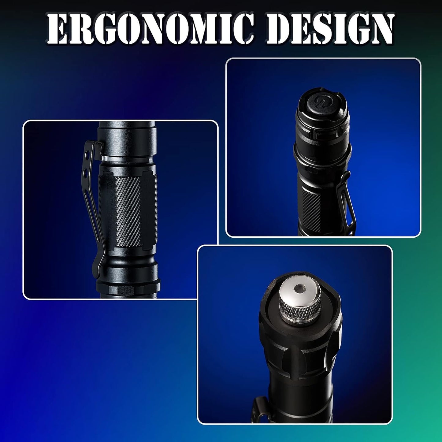 QBF High Power Flashlight with Rechargeable Set, 5 Modes Adjustable Light for Outdoor Camping, and Hiking
