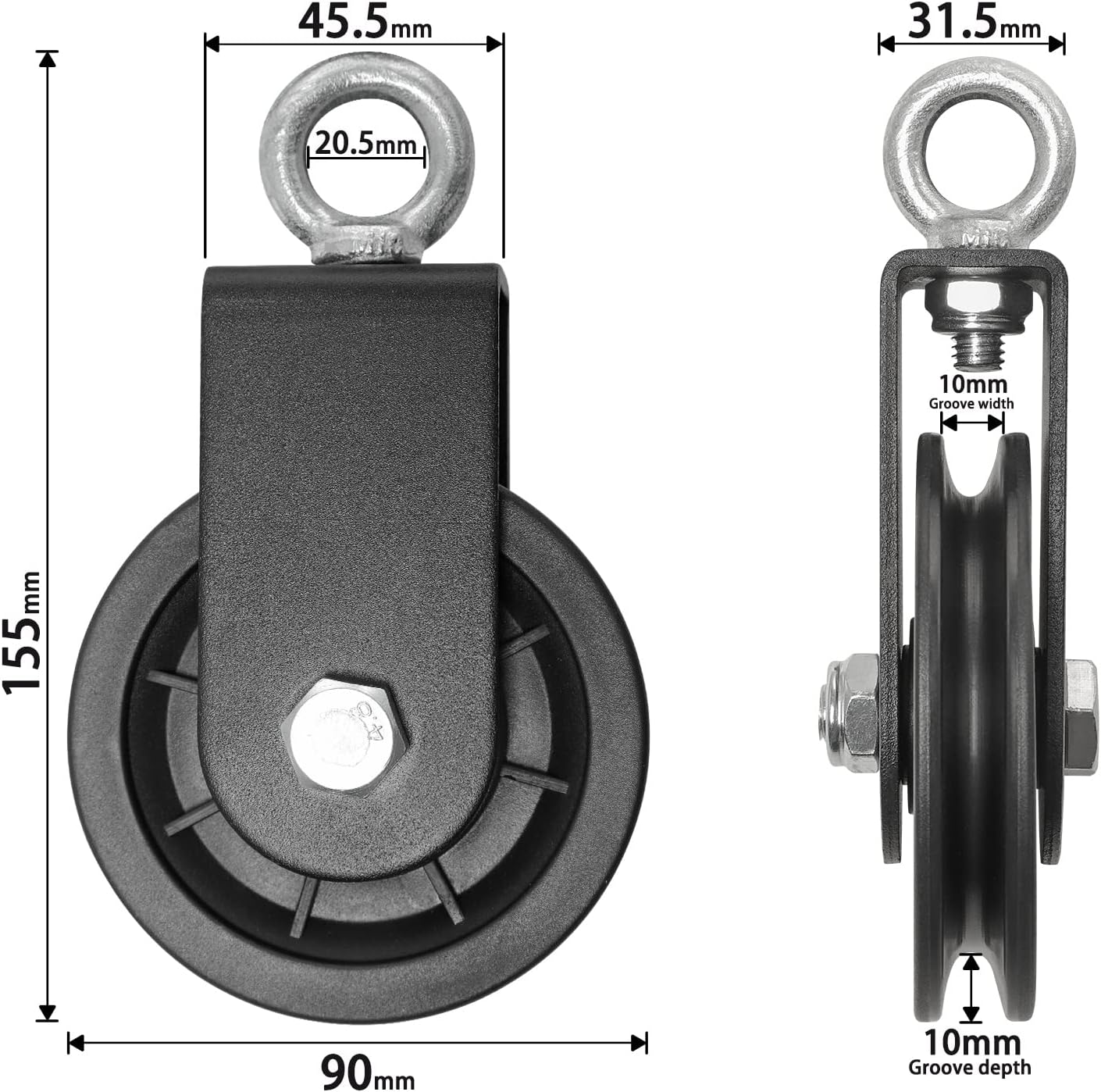 Vishusju 90mm Pulley Wheel for Cable Machines Silent Bearing Home Gym Equipment Pull Down Attachment Weight Lifting Pulley Traction