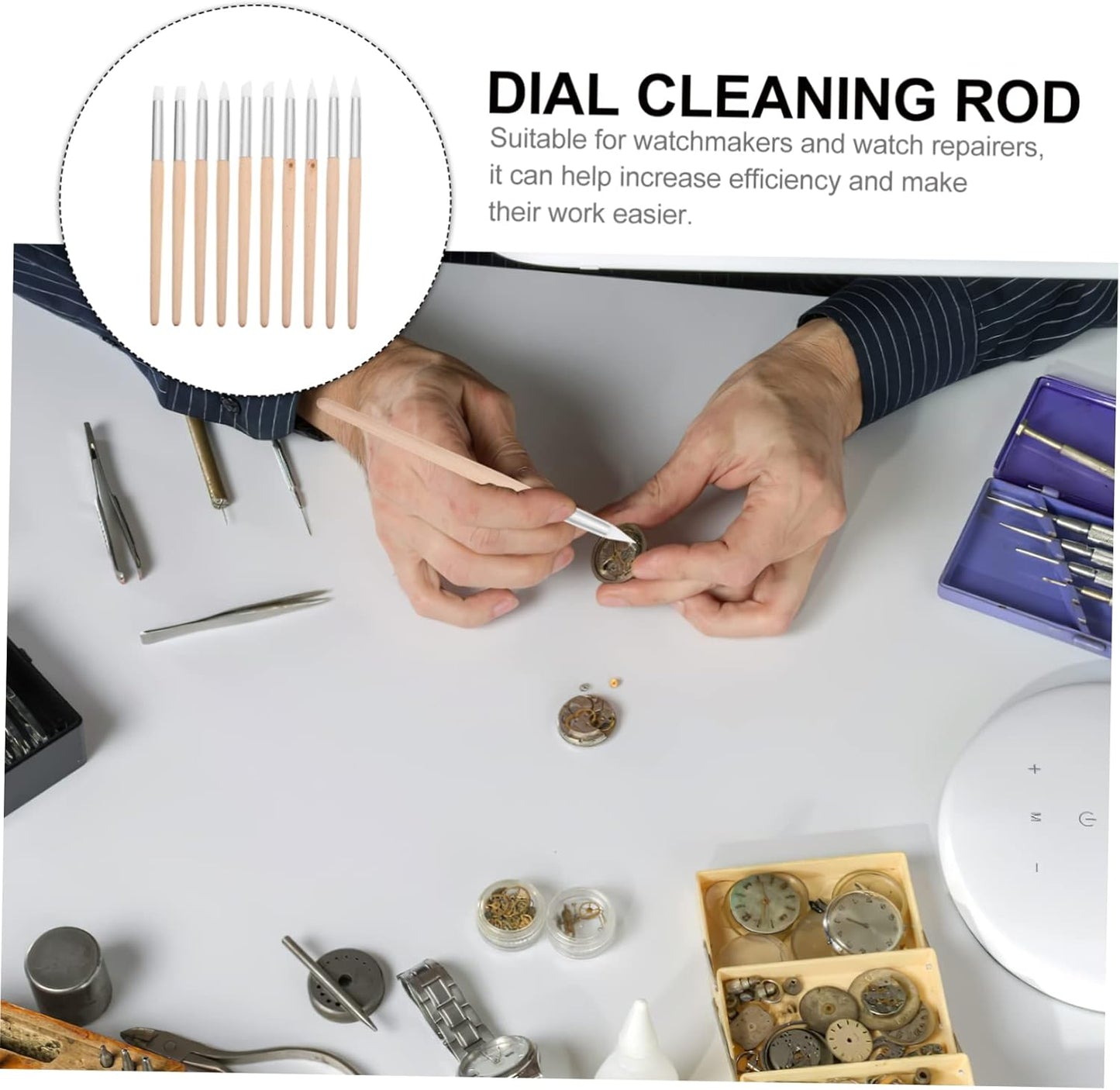 HIAKDOFT 10Pcs Portable Watch Cleaning Pens Professional Dial Cleaner Tool for Watch Repair Material Essential Accessory for Watchmakers and Enthusiasts