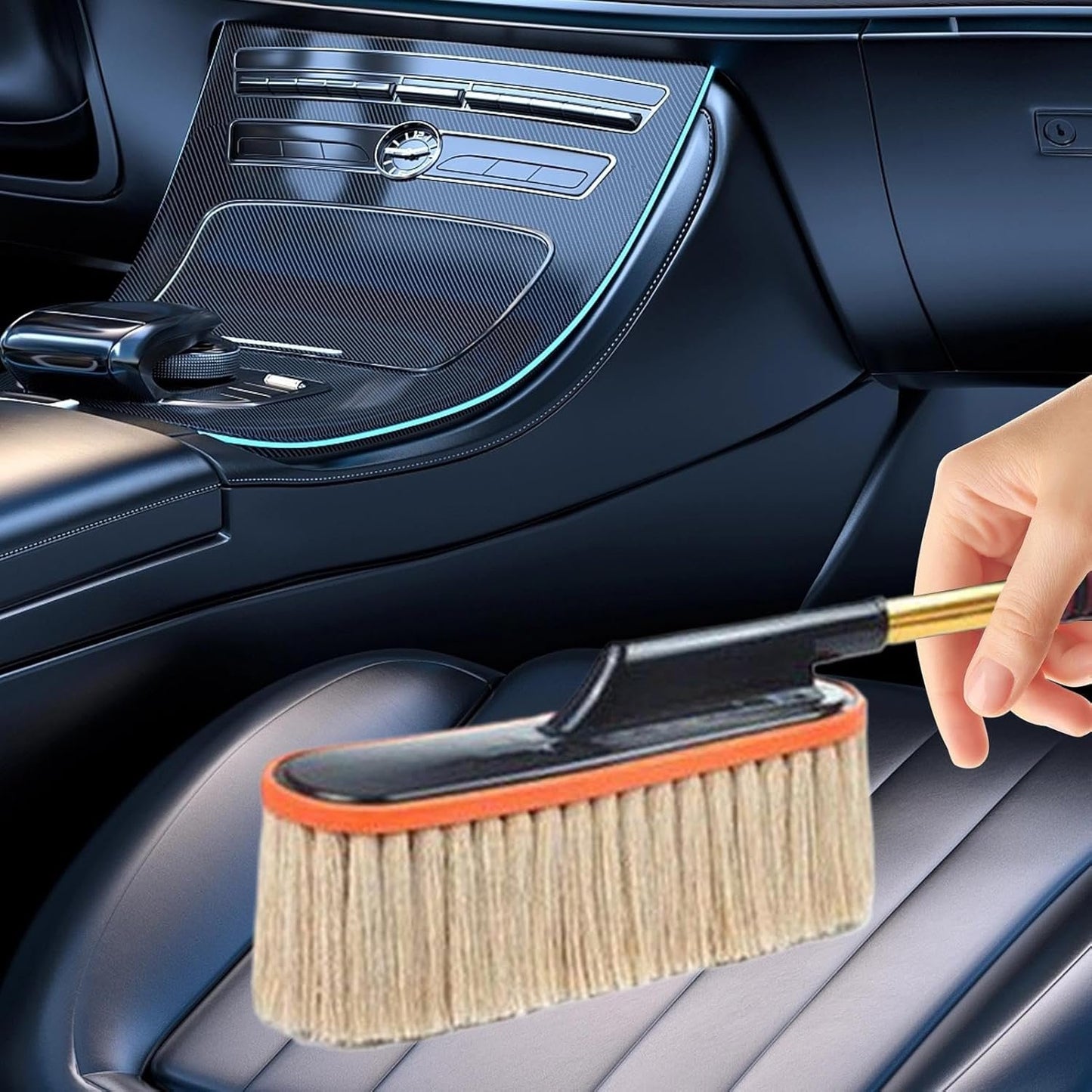 zwxqe Car Dust Cleaner, Car Interior Duster Detail Brush Kit, Auto Mop with Wax Cotton Hair, Portable Detailing Tools for RV, Truck, Tire, Wheels, Motorcycle, Convenient Vehicle Cleaning
