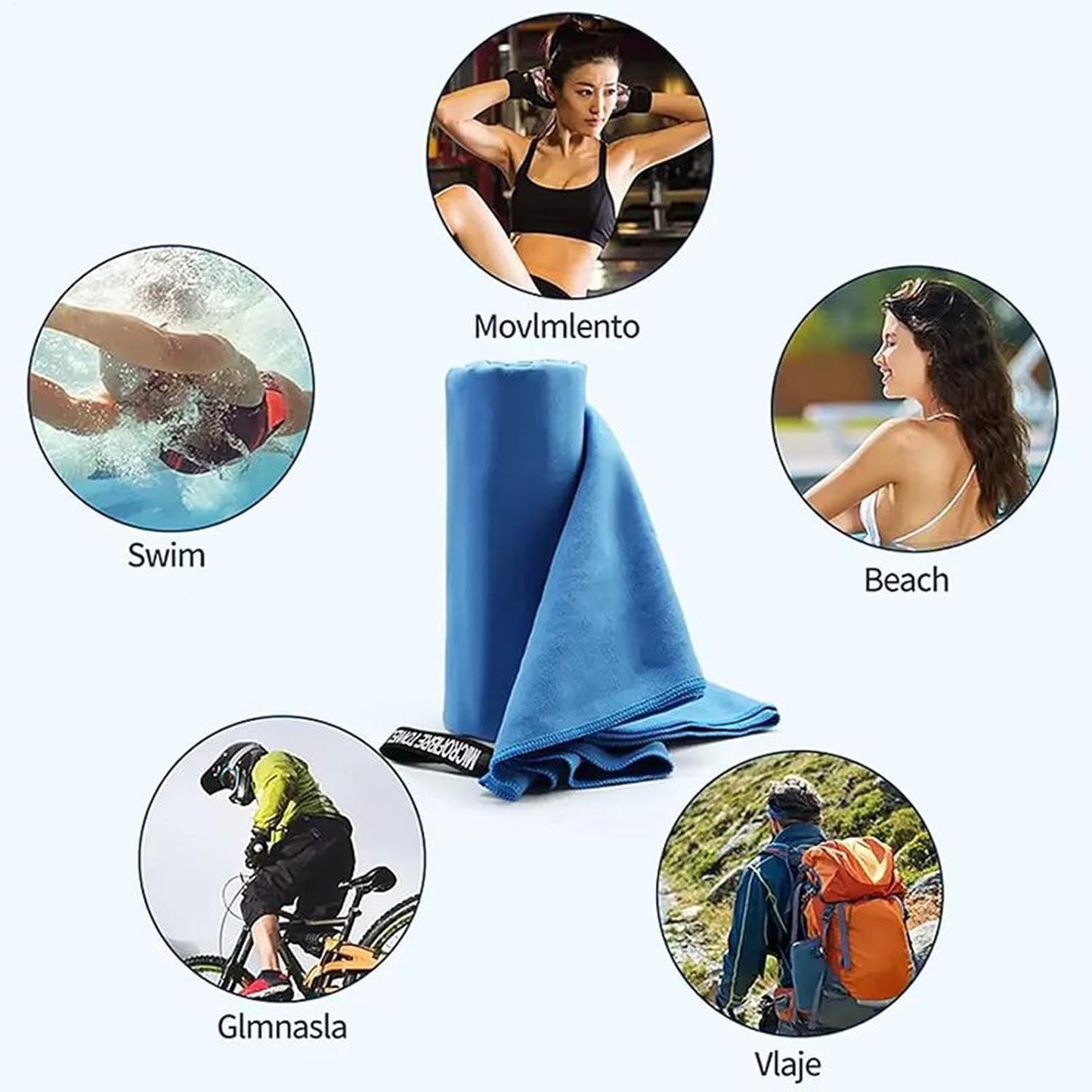 Microfiber Sports Towel, Travel Bath Cloth, Portable Quick Dry Super Absorbent Lightweight Gym Sweat Wipes Soft Workout Gear for Body, 15.75x31.5 Inches