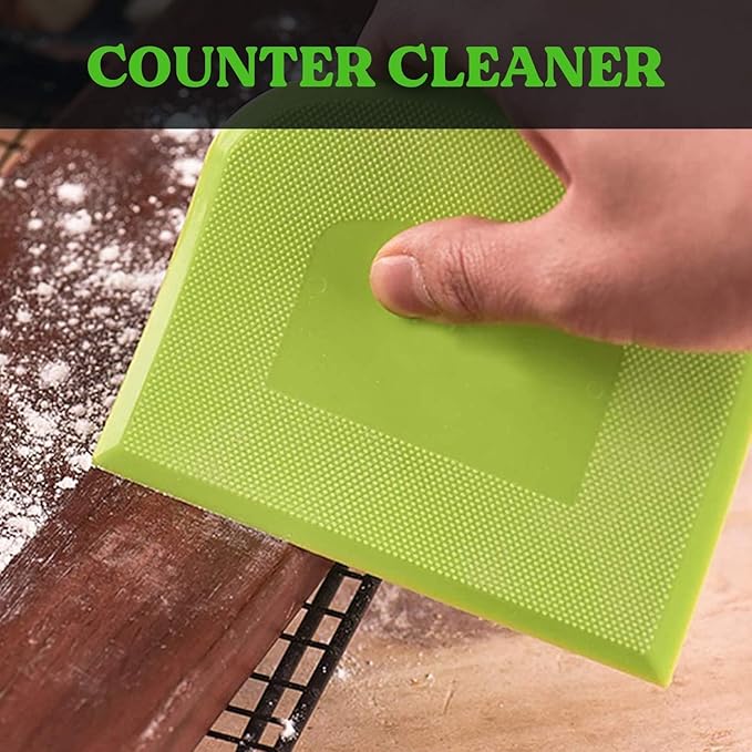 SURDOCA Dough Scraper Bench Scraper - 3P 7.1x4.9" Plastic Flexible Bowl Scraper, Sharp Edge & Angles Cake Scraper. Non-Slip Bakeware Decorating Tools Sculpting & Modeling Tools - Pink+White+Pink
