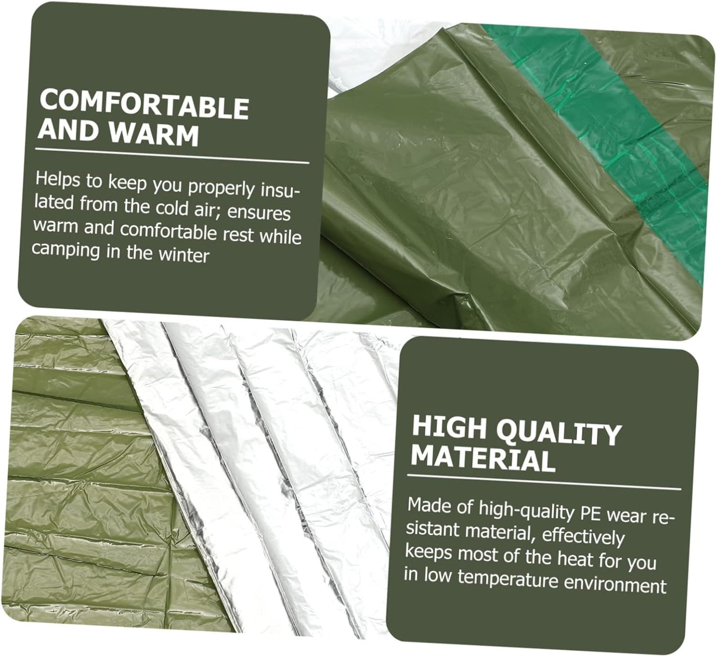 2pcs Emergency Tent Set Portable Emergency Blanket Survival Tent Warm Sleeping Bag Camping Tents Sleeping Pouch Carpas Pe Tear-Resistant Material Sleeping Pad Travel Outdoor