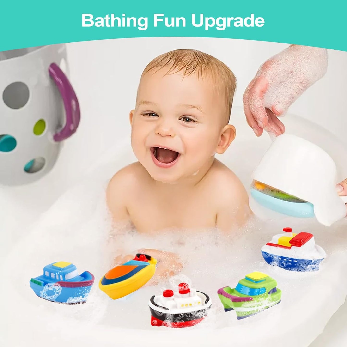 Bath Toys, Swimming Water Toys Set, 6-Pack Toddler Bathing Play Supplies for Boys Girls, Floating Pool Entertainment Toys for Bathtime and Outdoor Fun