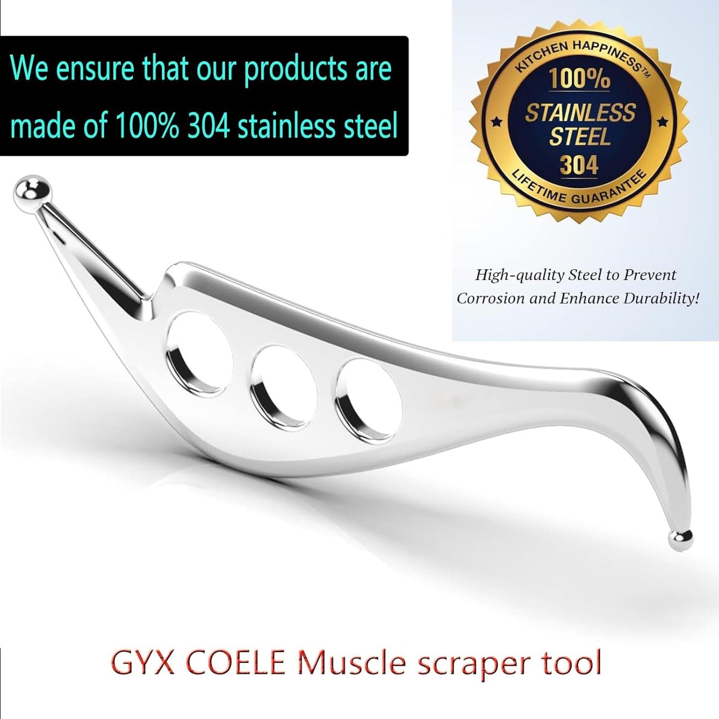 GYX COELE Stainless Steel Muscle Scraper Massage Tool,Soft Tissue Physical Therapy Muscle Blade, IASTM Tools, deep Tissue Scraping for myofascial Release(Big S shape)