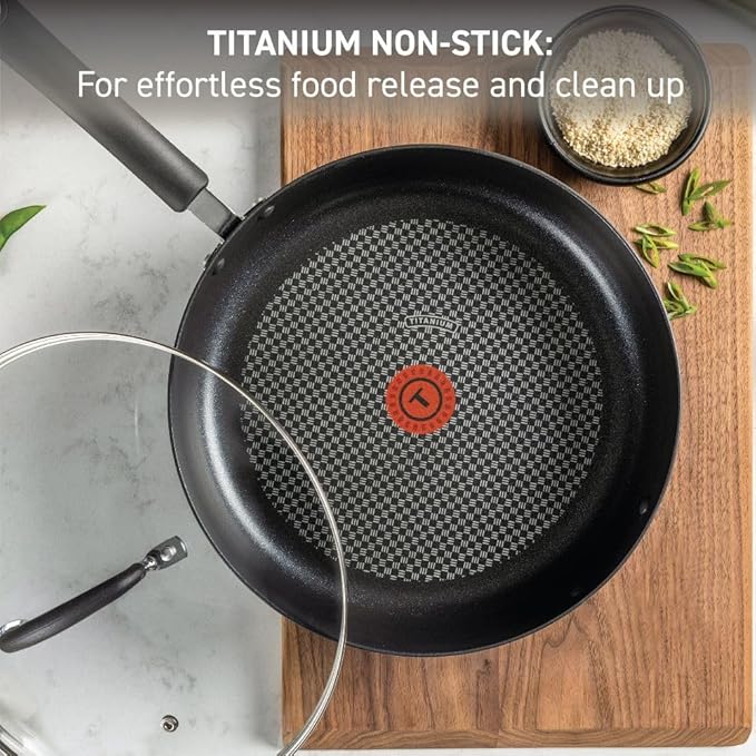 T-fal Ultimate Hard Anodized Nonstick Cookware Set 14 Piece, Oven Broiler Safe 400F, Lid Safe 350F, Kitchen Cooking Set w/Fry Pans, Saucepans, Griddle, Dutch Oven, Pots & Pans, Dishwasher Safe, Black