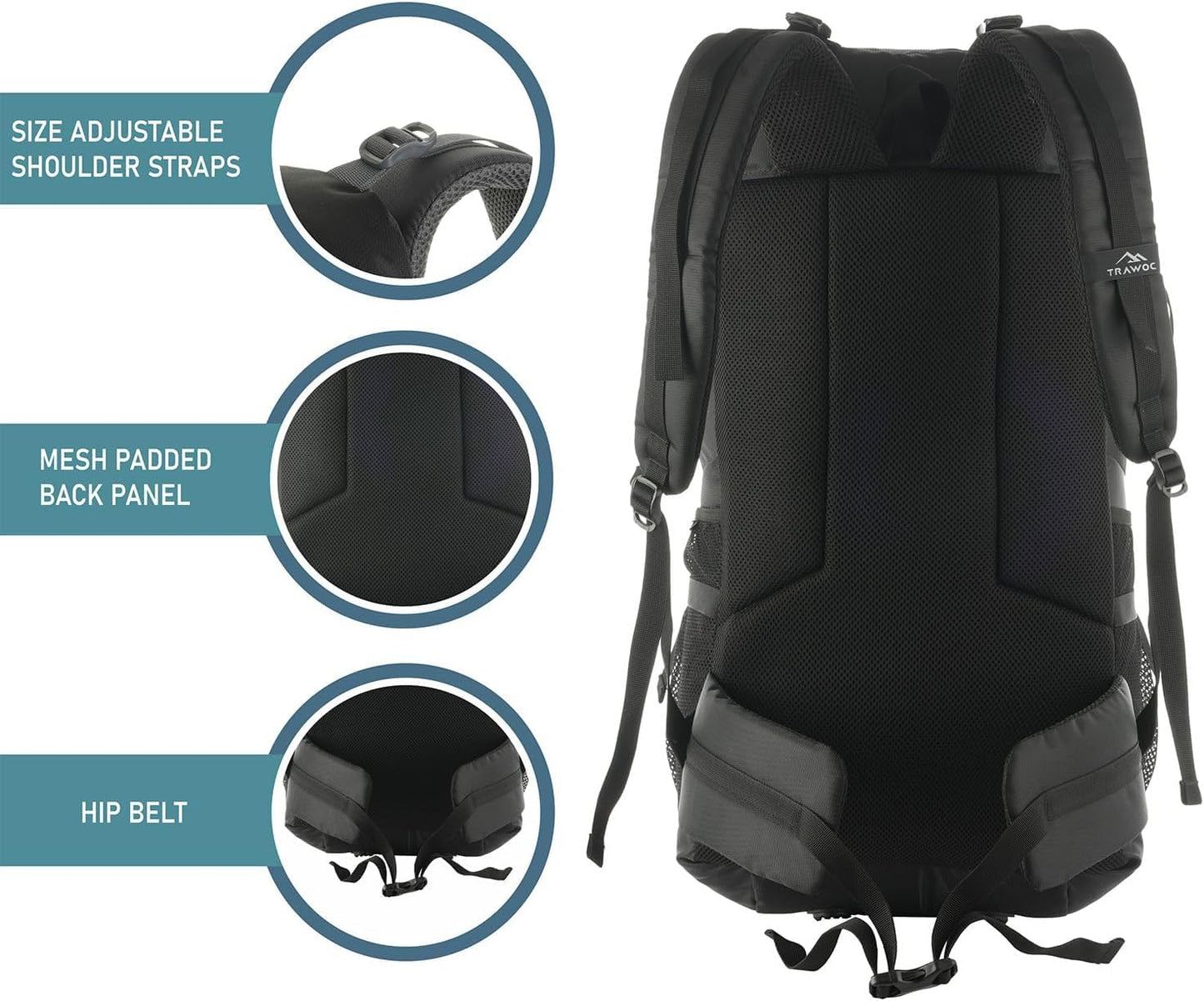 TRAWOC ALPHA 50 Litre Travel Backpack Water Resistant Daypack Bag for Cycling Trekking Hiking Camping for Men & Women