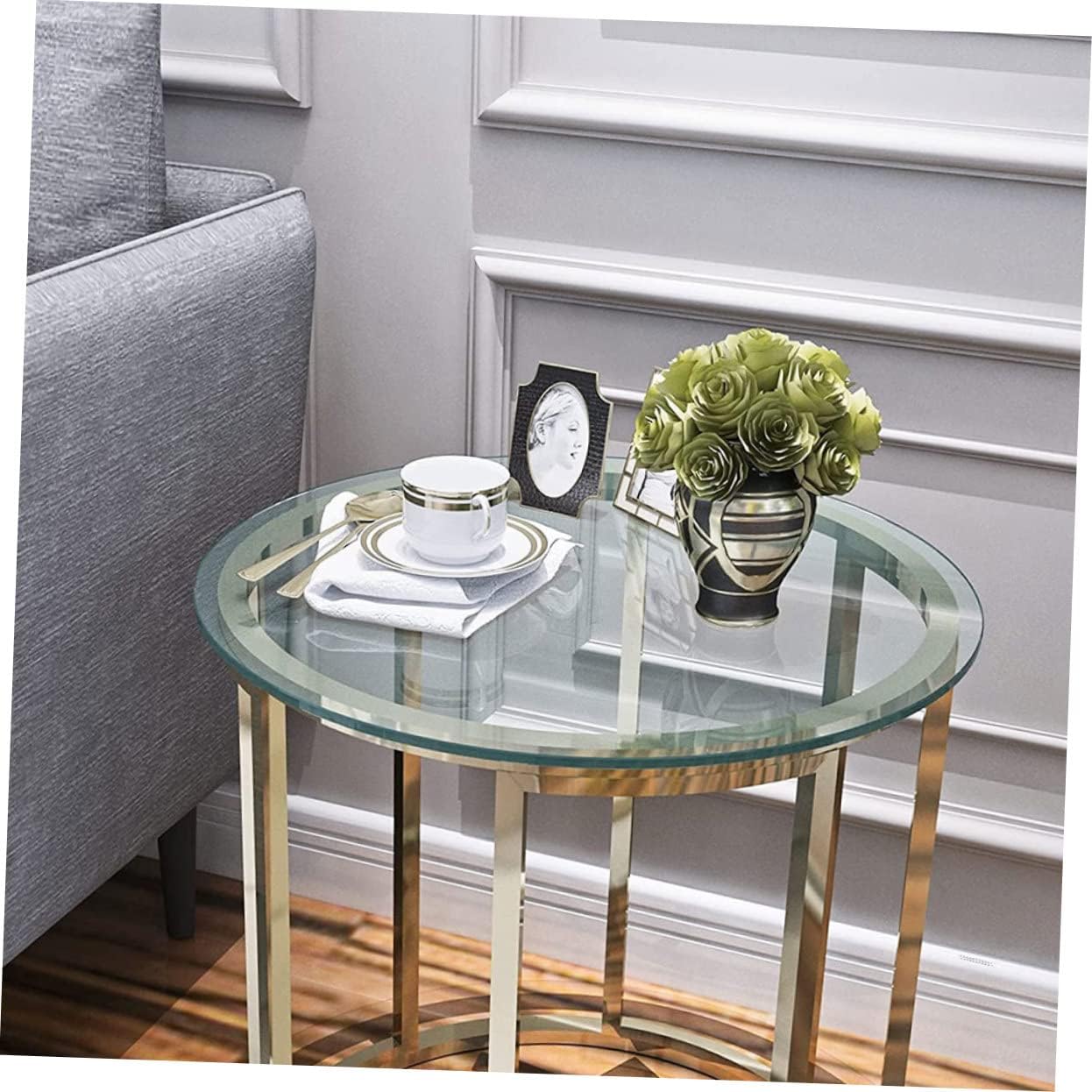 GRIRIW Thickened Tempered Glass Table for Dining/Kitchen Modern Table Shatterproof Easy Clean