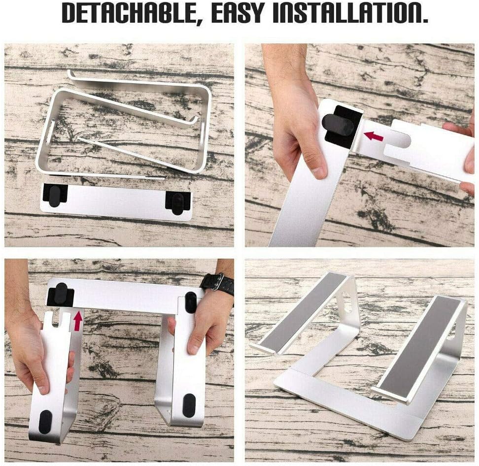 OZSTOCK Aluminium Cooling Stand Elevator Ergonomic for Laptop MacBook Ergonomic Cooling Riser with Height Adjustable, Anti-Slip Rubber Pads - Portable Detachable Computer Stand for Desk