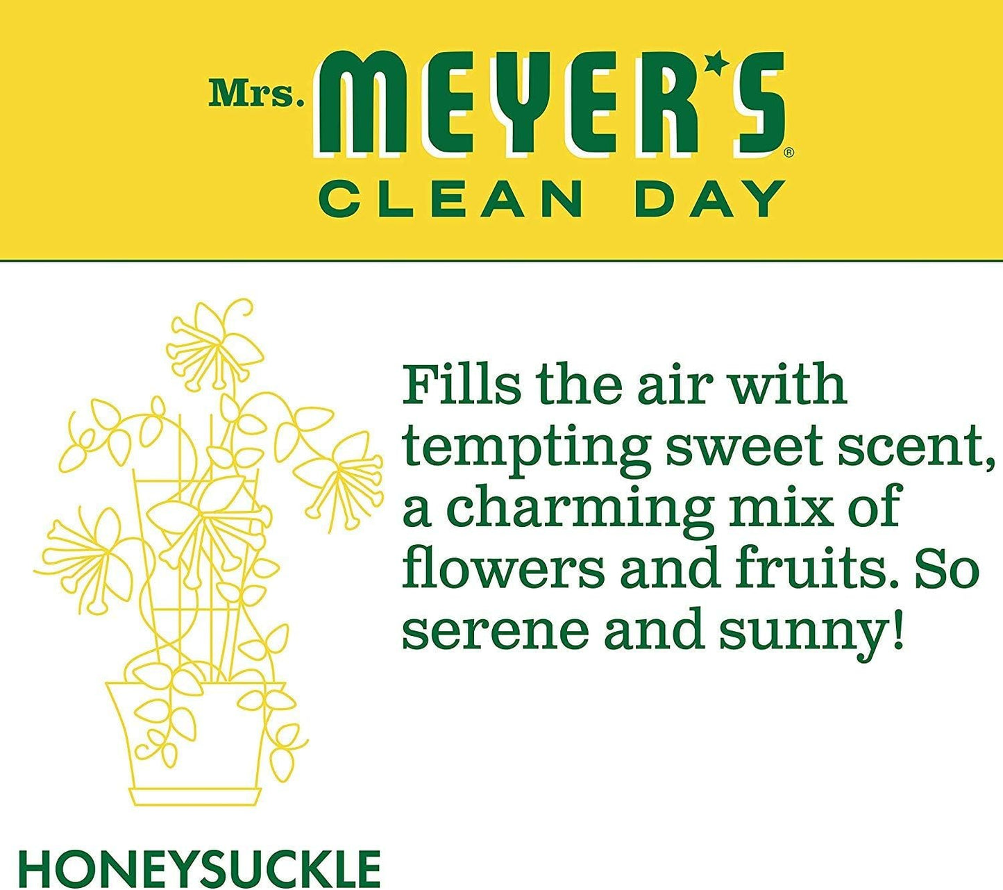 Mrs. Meyer's Clean Day Multi-Surface Cleaner Spray, All-Purpose Cleaner Solution for Countertops, Floors, Walls and More, Honeysuckle Scent, 473 ml Spray Bottle