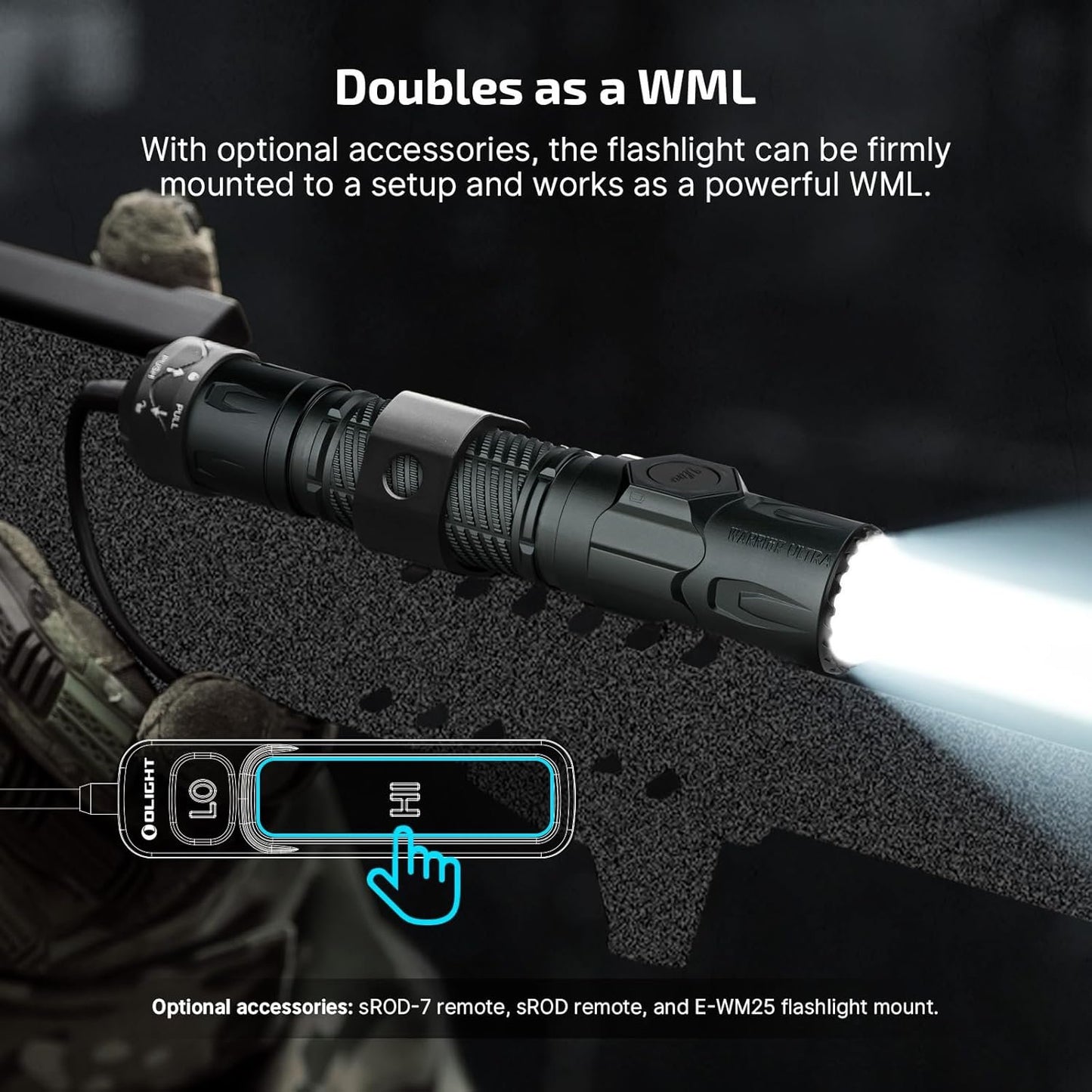 OLIGHT Warrior Ultra 2500 Lumens Tactical Rechargeable Flashlight, Ultra-Durable O-Aluminum Material Flashlight with Proximity Sensor, IPX8 Waterproof for Outdoor, Emergency(Stealth Grey)