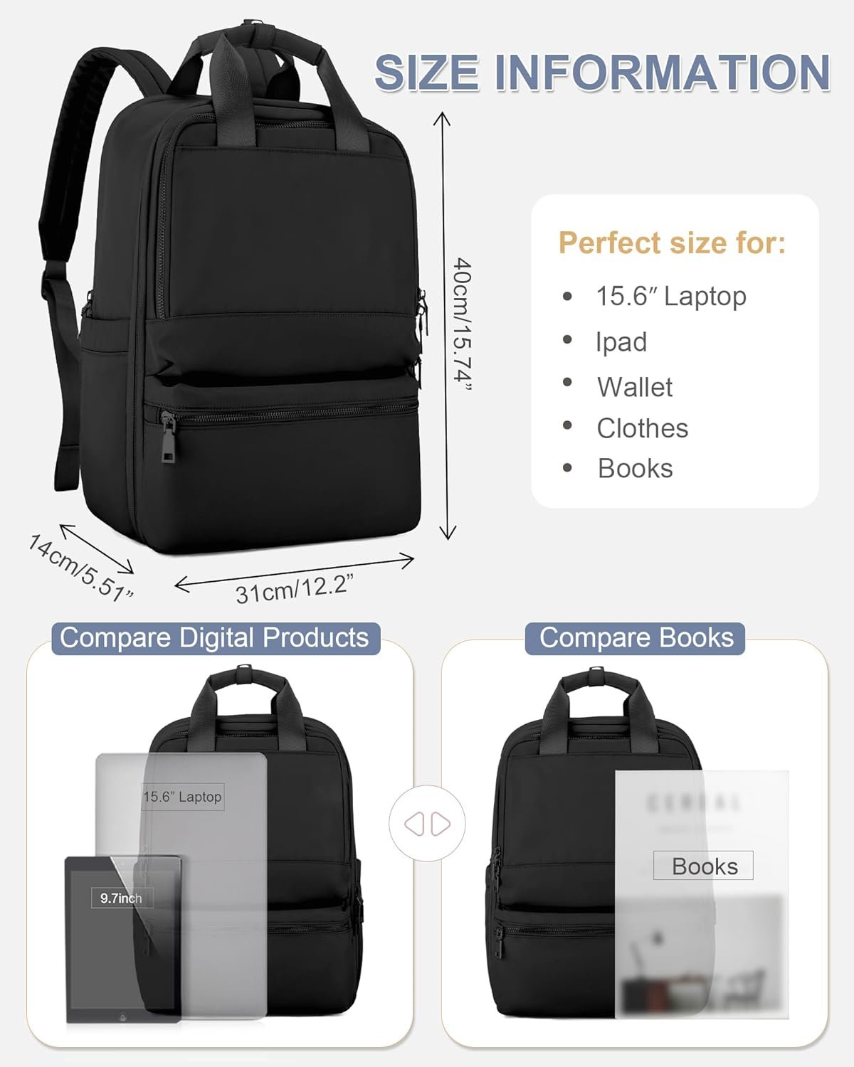 Carry on Travel Backpack for Women Airplane Approved Hand Luggage Backpack Water Resistant Personal Item Travel Backpack
