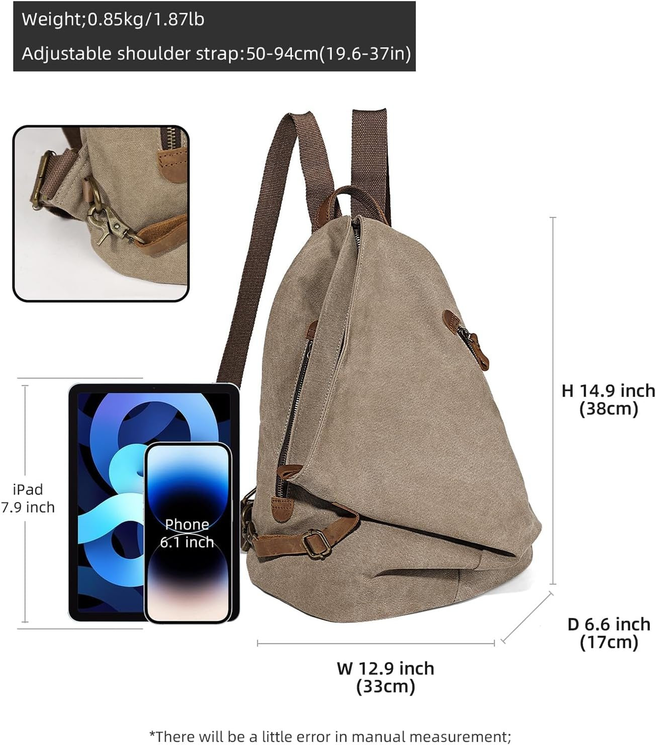 Canvas Vintage Backpack – Large Casual Daypack Outdoor Travel Rucksack Hiking Backpacks Shoulder Bag for Men Women