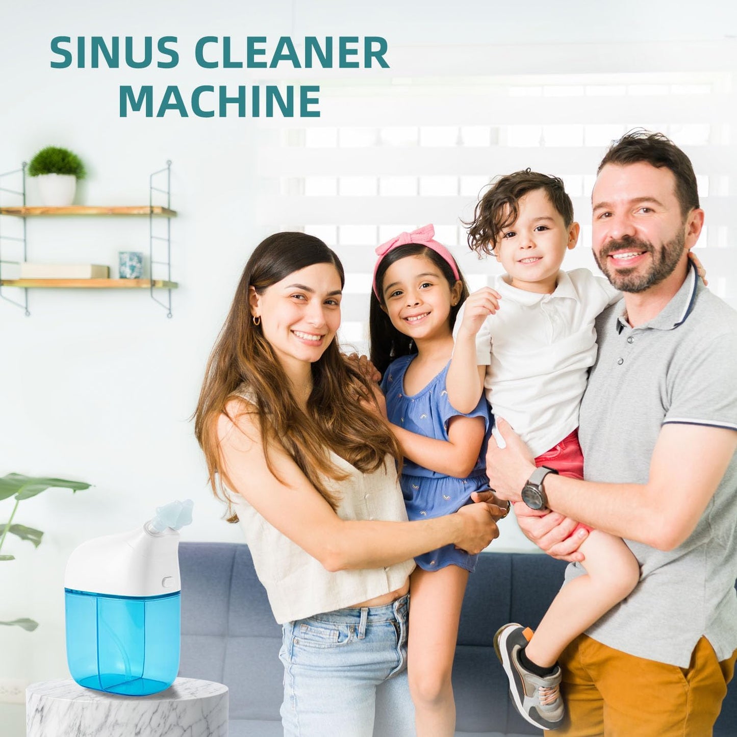 Nasal Irrigation System, Nasal Rinse Machine, Sinus Rinse Machine, Sinus Cleaner Machine with Water Tank & Waste Collection Tank - Nose Cleaner for Sinus,Sinus Adult,Allergy Relief - Blue