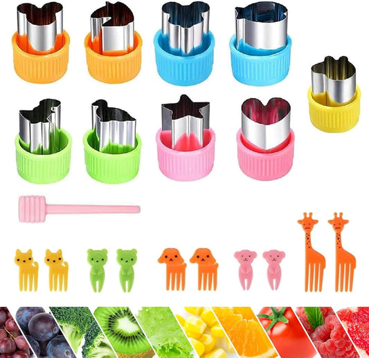 20pcs Mini Fruit Cutter Shapes Set, 1.6" Vegetable and Cutters Fruit Cookie Pastry Stamps Mold for Kids Baking and Food Supplement Tools Accessories (C20)