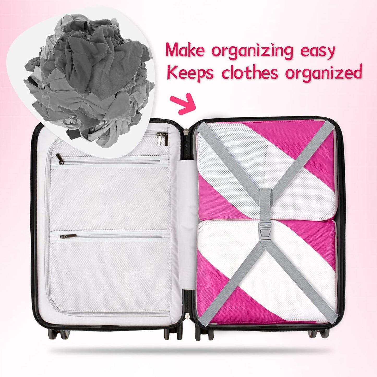 AiQInu Space Saving Organizer, Packing Cubes Compression, Compression Suitcase Organizer, Goose Feather Coat Organizers