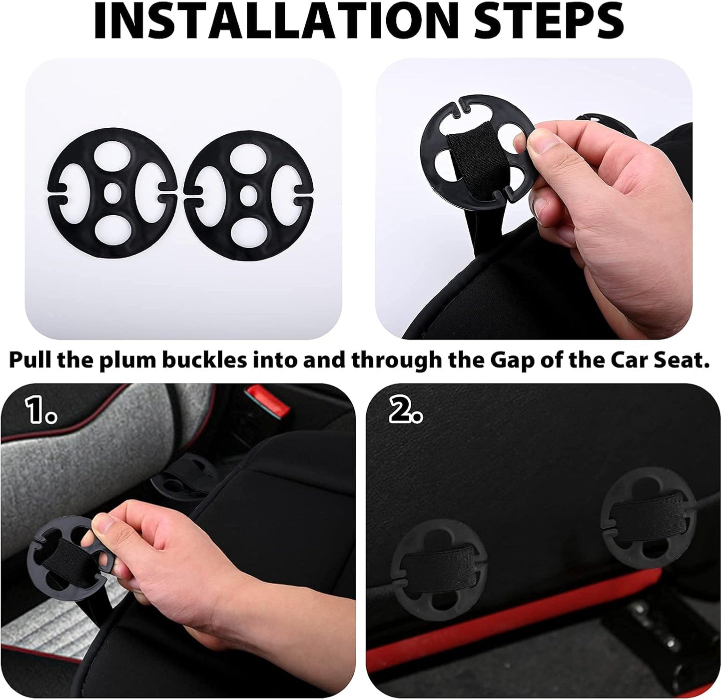 MYFAMIREA Car Seat Cushion Pad 2 Pack Sciatica Pain Relief Comfort Seat Protector for Car Driver Seat Office Chair Home Use Memory Foam Seat Cushion with Non Slip Bottom Black