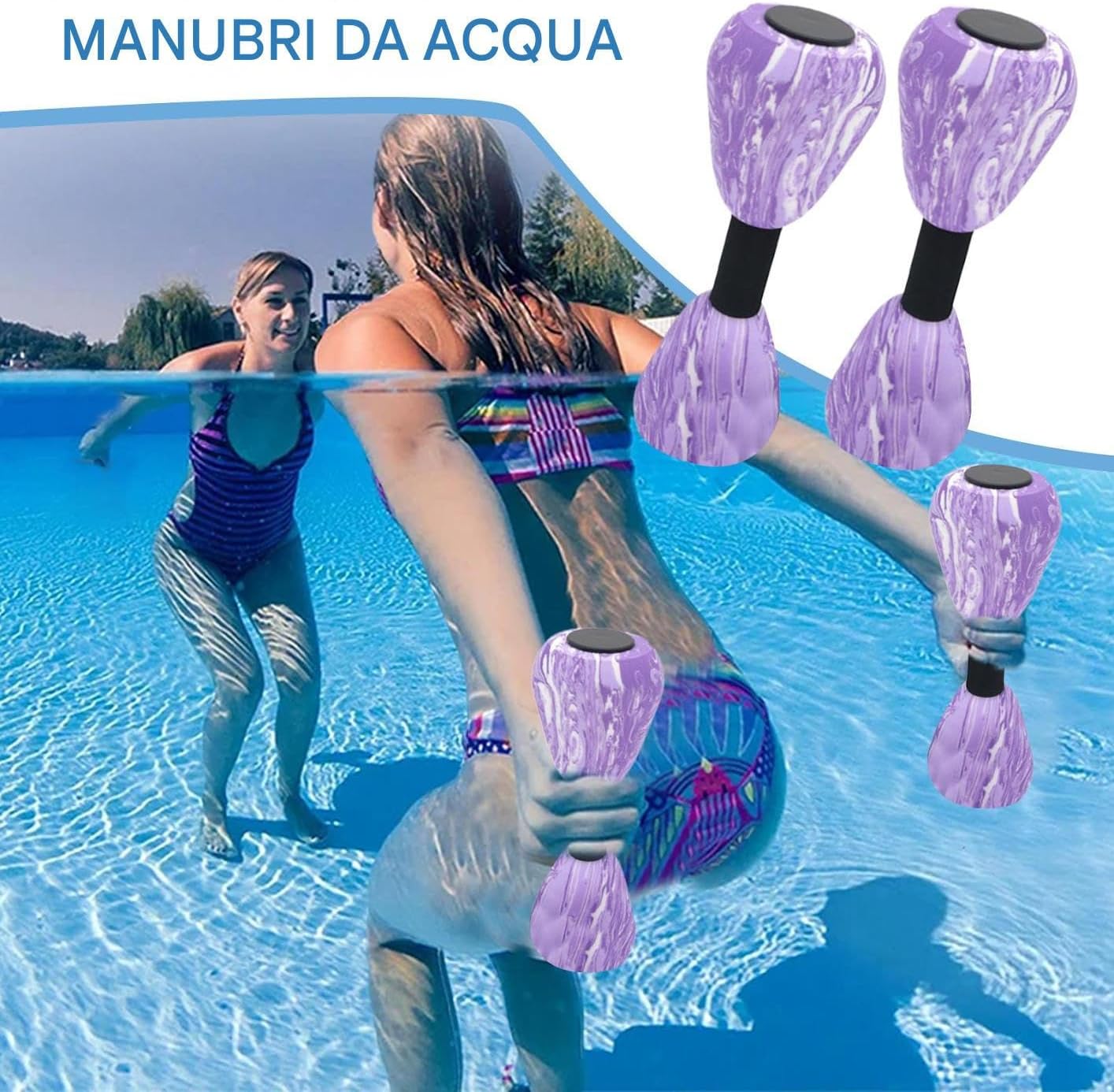 Aquatic Exercise Dumbbells, Foam Dumbbell, High-Density Aerobic Workout Gear, Muscle Shaping Rehabilitation, Water Fitness Equipment for Swimming Pool Exercise10.63 Inch
