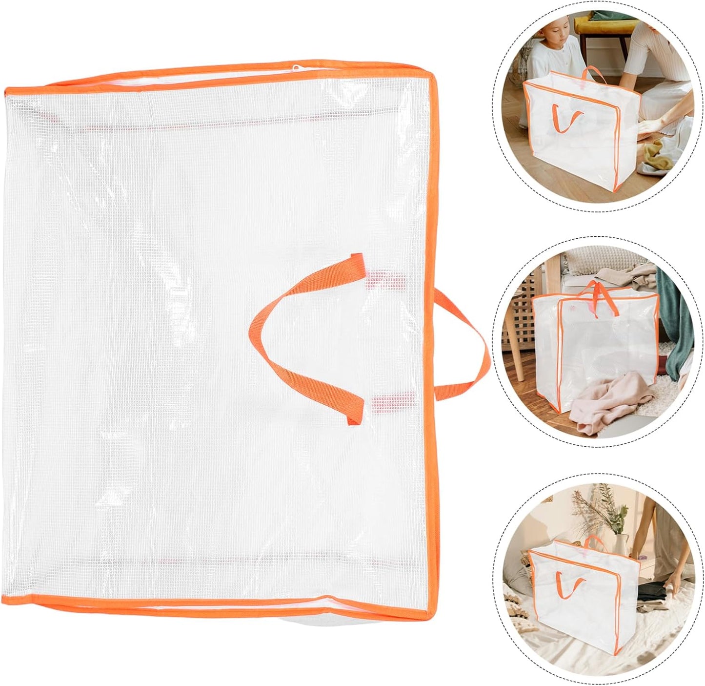 Ipetboom Large Capacity Transparent Clothes Storage Bag with Zipper Heavy Duty Moving Tote for Quilts Bedding and Protection for Efficient Packing and Organization