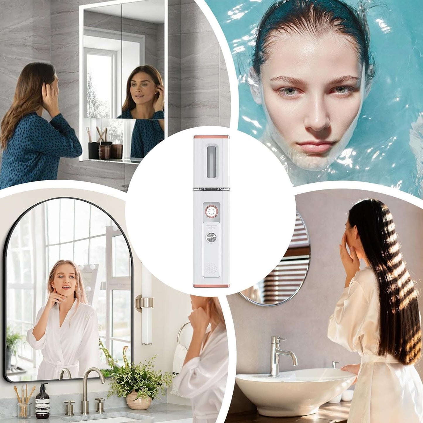 Rechargeable Electric Face Mister For Women - Fine Water Mist Face Spray Humidify for Deep Skin Hydration, Perfect For Travel, Study, And Everyday Use Portable Face Spray Mister With Ricaricab