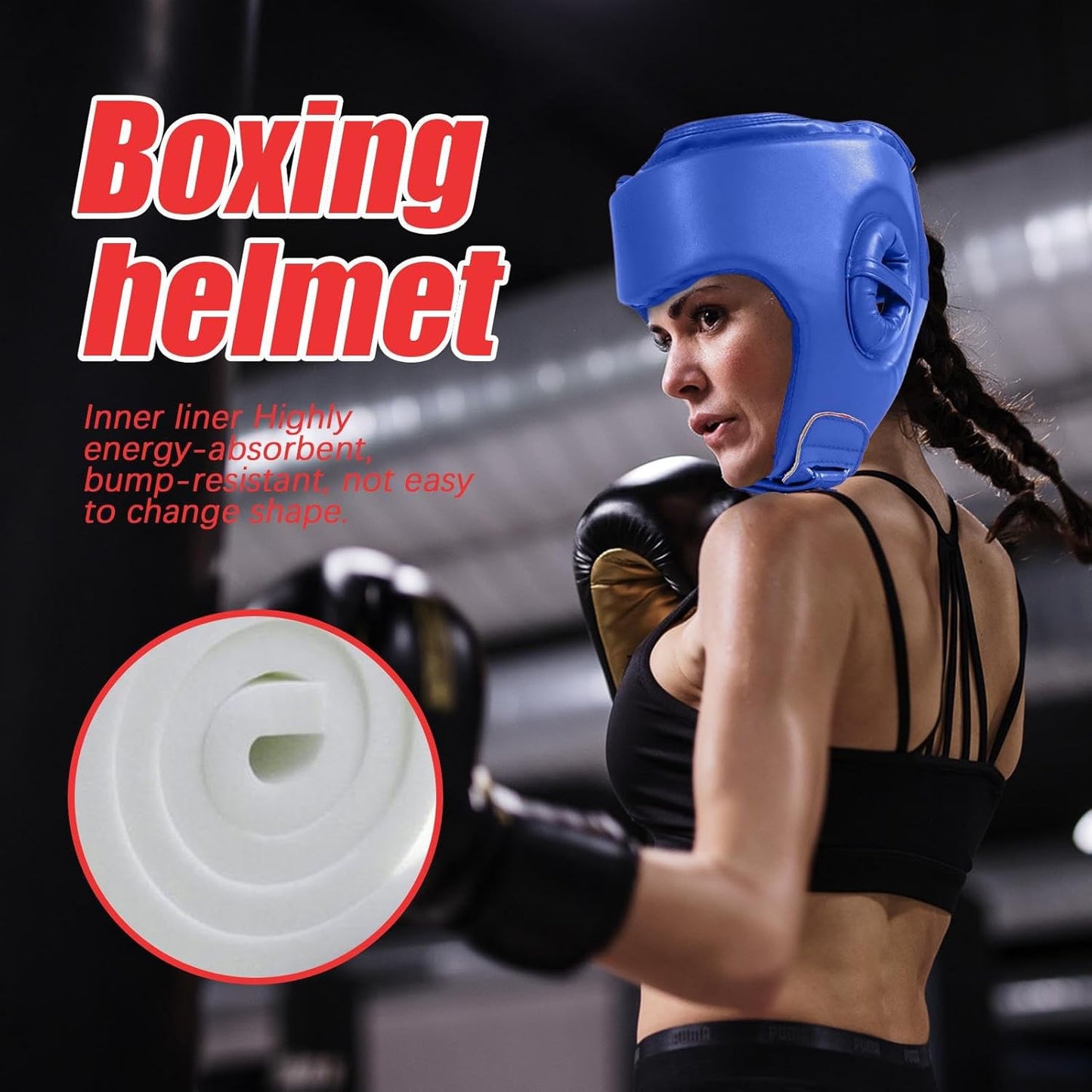 Sparring Headgear, Wrestling Training Headgear, 10.24x9.06x7.87 inches Ventilated Workout Equipment, Optimal Training Tool, Adjustable Boxing Gear for Martial Arts and Kickboxing