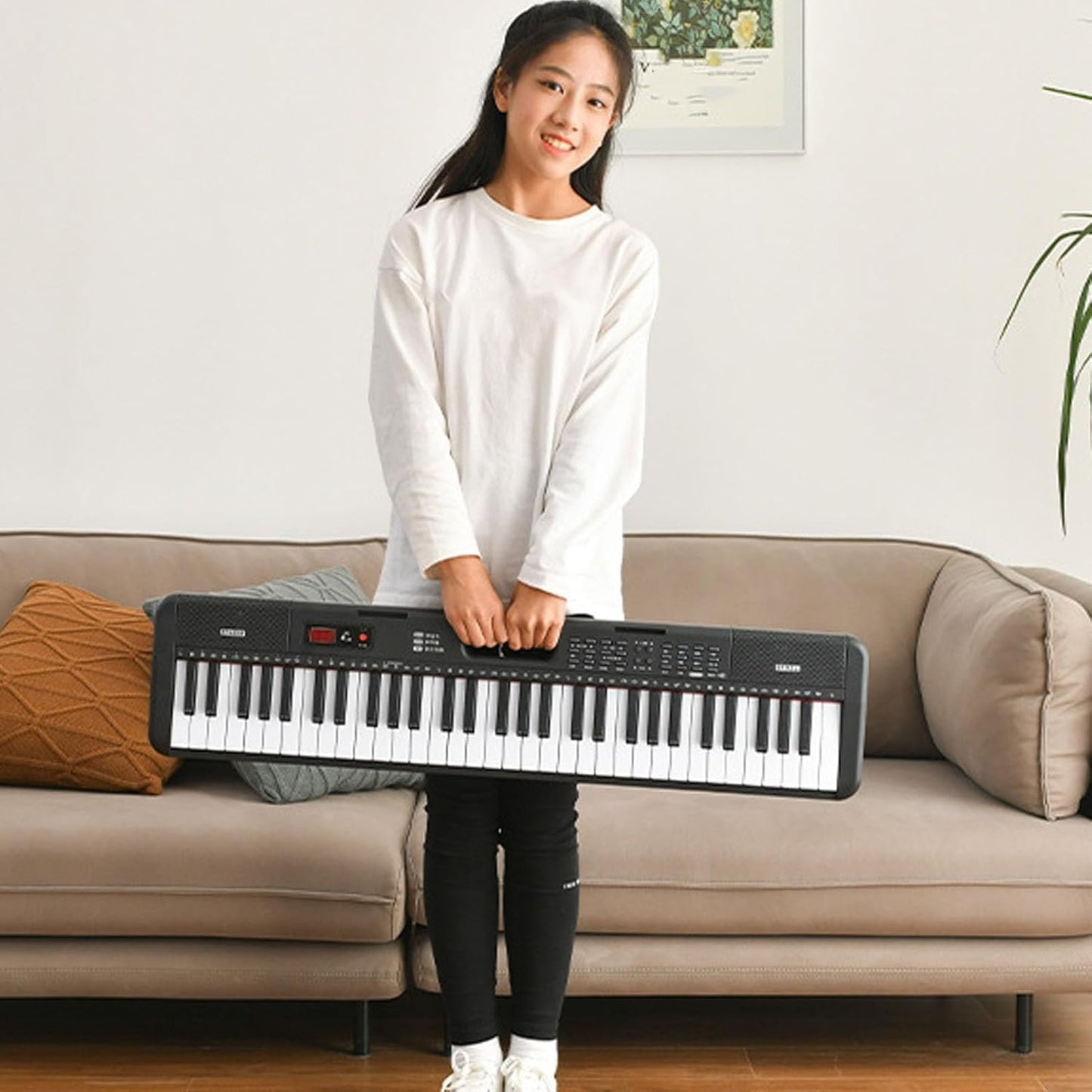 61 Keys Piano Keyboard, Electronic Digital Piano with Built-in Speaker, Microphone Stand, for Beginners, Kids and Adults