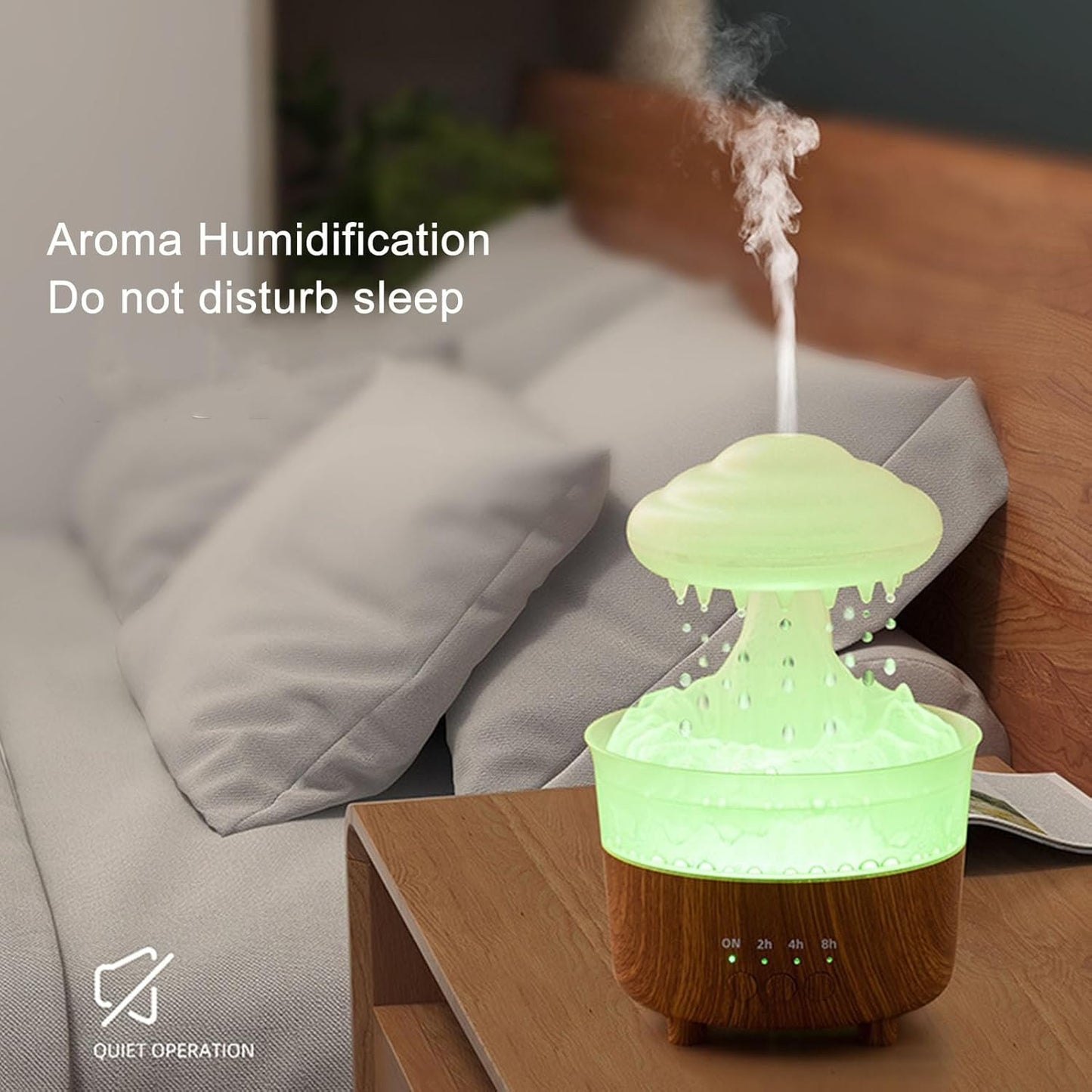 Rain Cloud Humidifier Water Drip, Aromatherapy Essential Oil Diffuser with 7 Colorful LED Lights, Remote Control, Desktop Mushroom Oil Diffuser Gift for Sleeping Relaxing (Wood