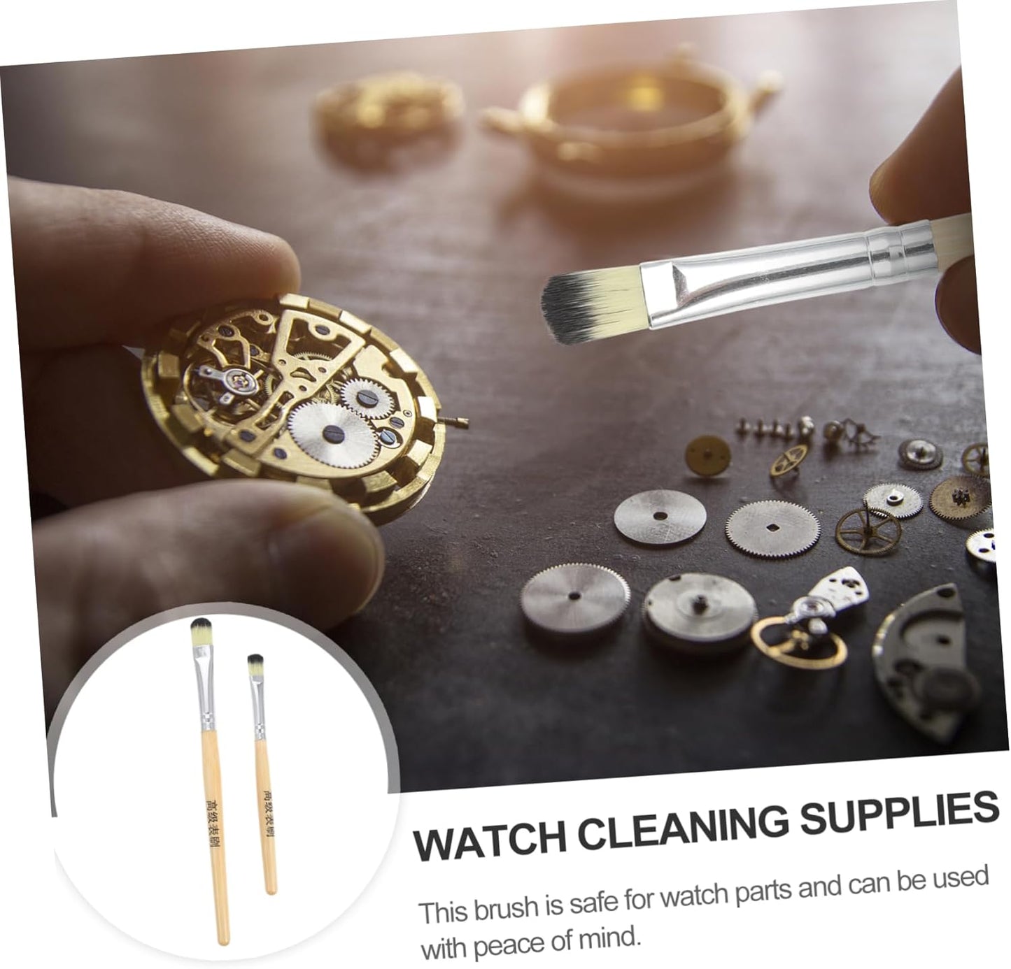 Luxshiny 2Pcs Watch Cleaning Brush Parts Cleaning Tools for Watch Repair Soft Brushes with Comfortable Handle Essential Supplies for Watchmakers and Repair