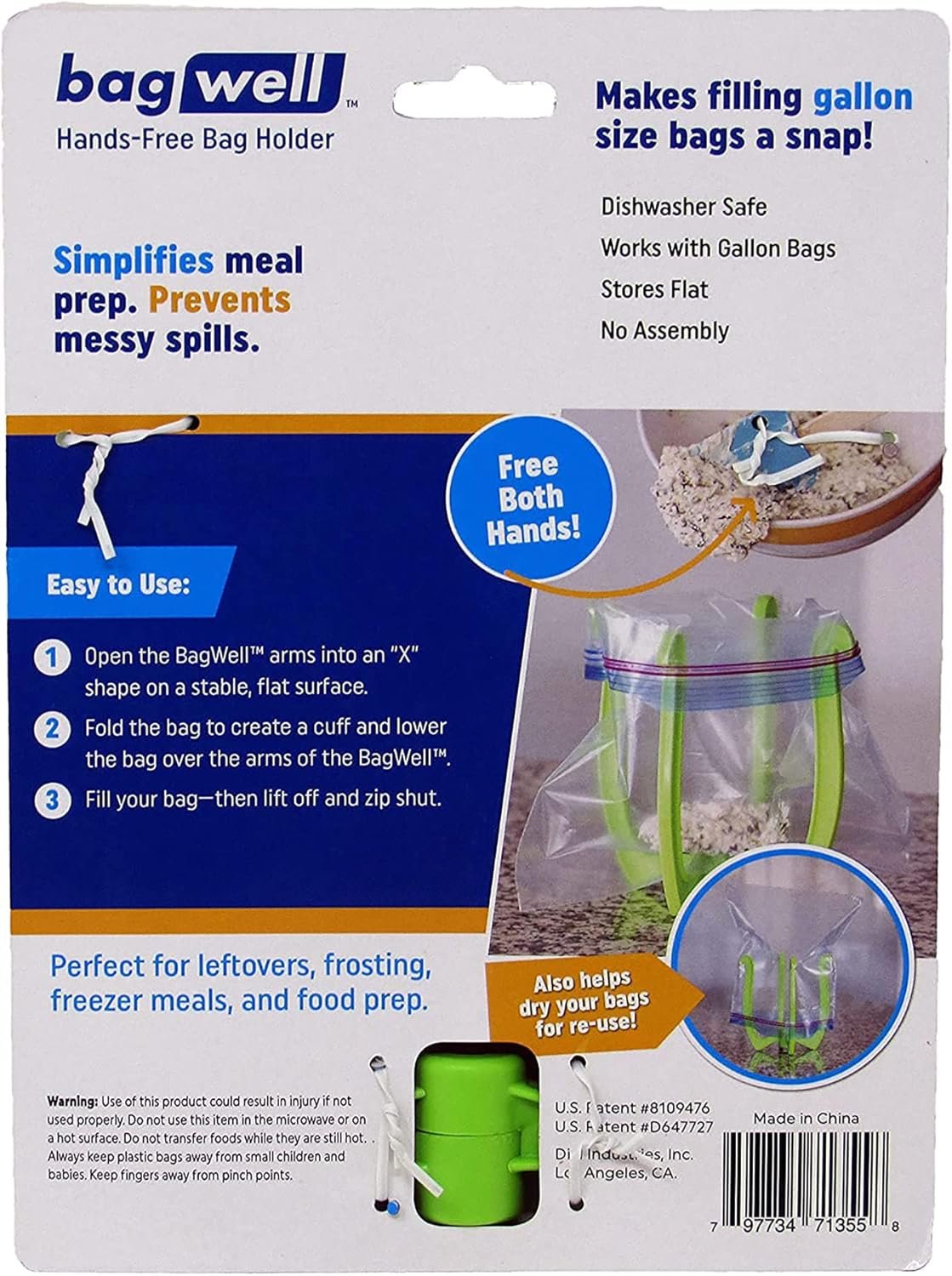 Bag Well Ziplock Bag Food Prep Holder Stand for Food Storage Bags, Gallon Size