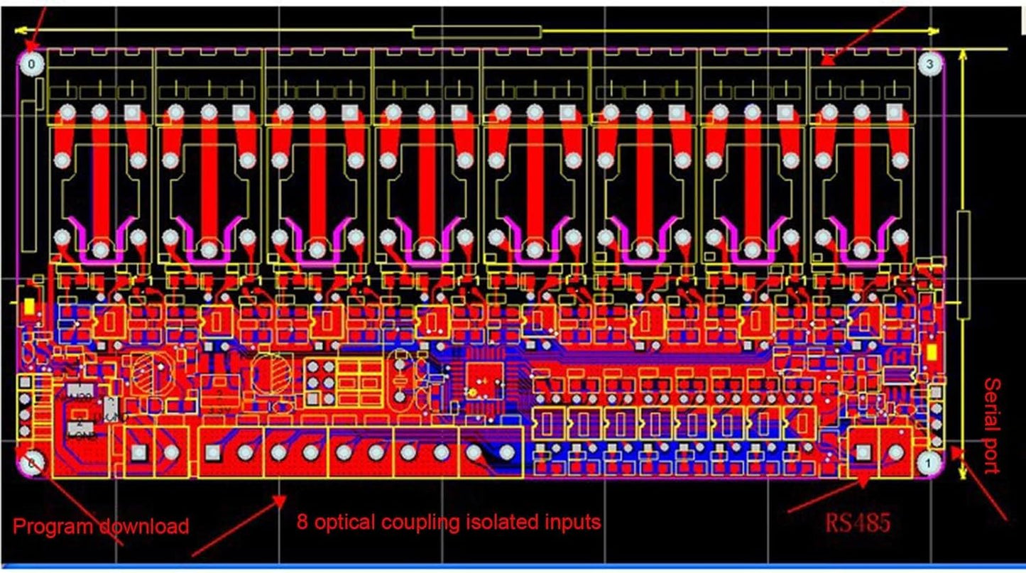 KEXIAO RTU 8 Channel 12V Relaying Module with RS485 Input Output for Industrial and Home Automation