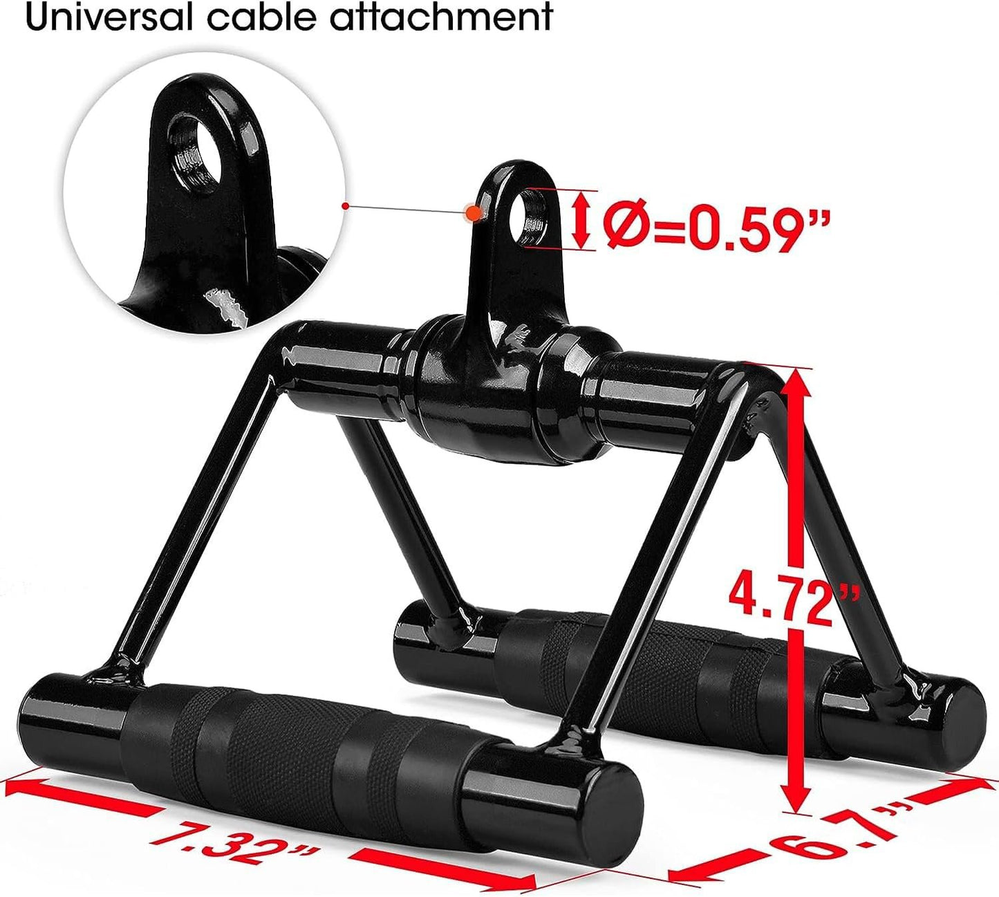 Yes4All Double D Row Handle Cable Attachment for Gym, Cable Machine Accessories for Home Gym, LAT Pull Down Bar, V Handle Cable Attachment with Capacity Up to 880LBS