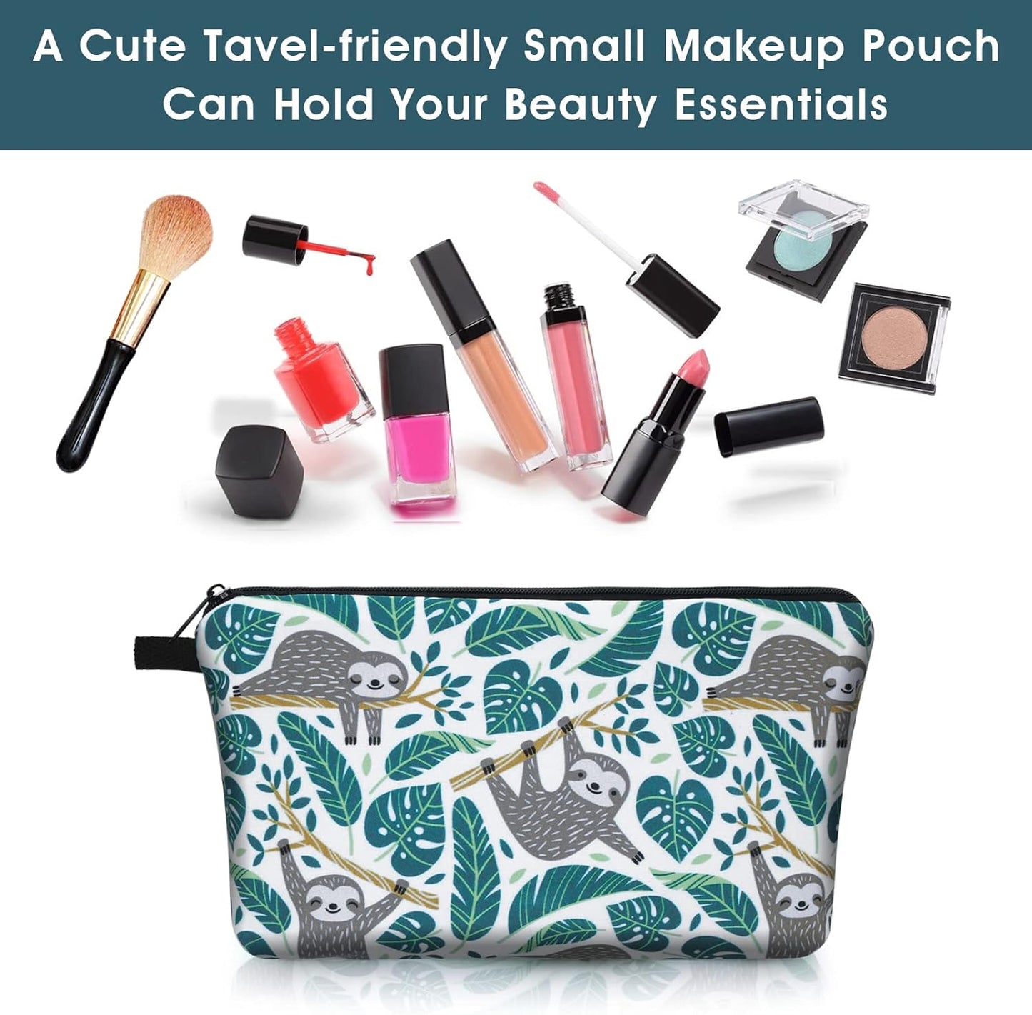 Sibba Makeup Bag Small Organizer Toiletry Cosmetics Black Mini Nylon Sunflower Make Up Pouch Zipper Back to School Accessories Teenagers Women Travel Lazy Green Bags, green, Bag Organizer
