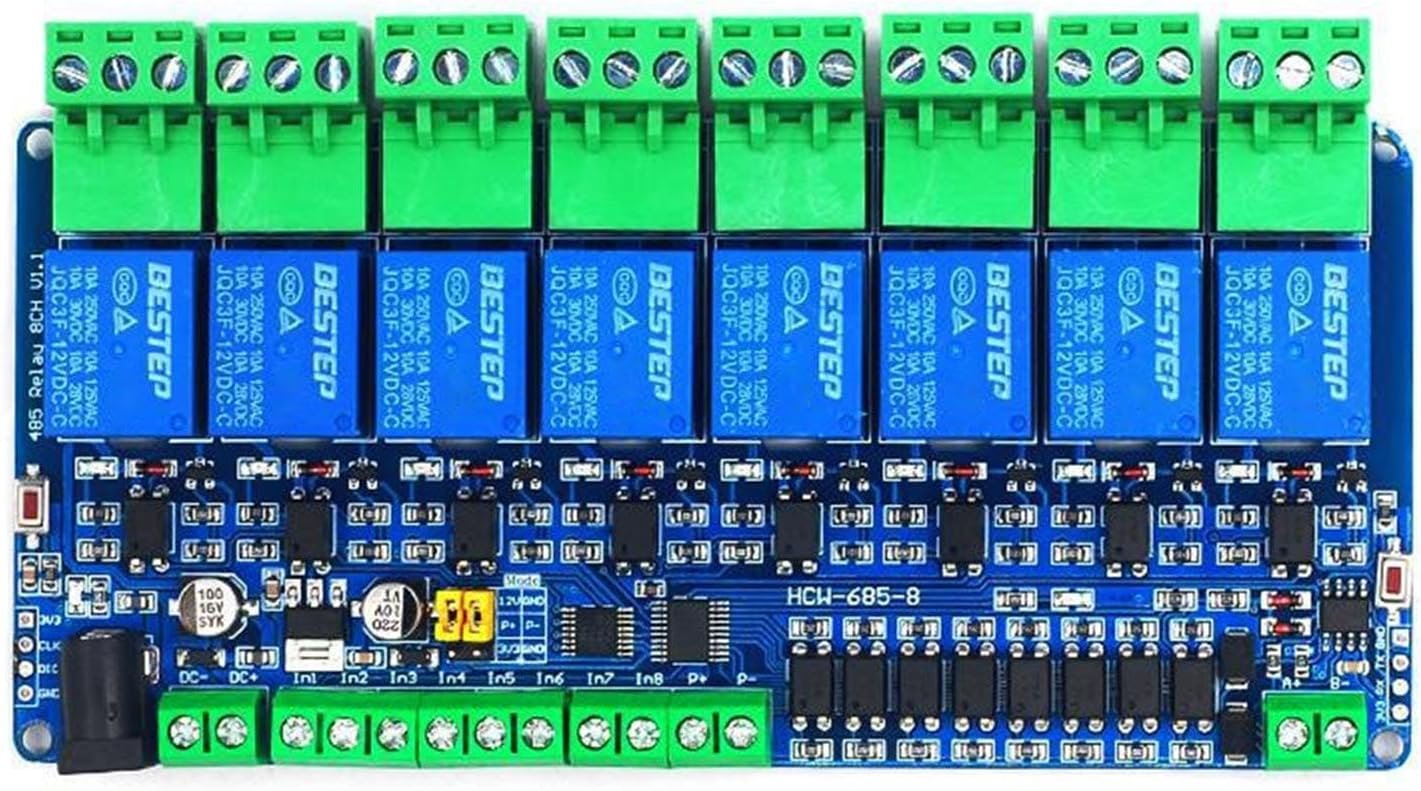 KEXIAO RTU 8 Channel 12V Relaying Module with RS485 Input Output for Industrial and Home Automation