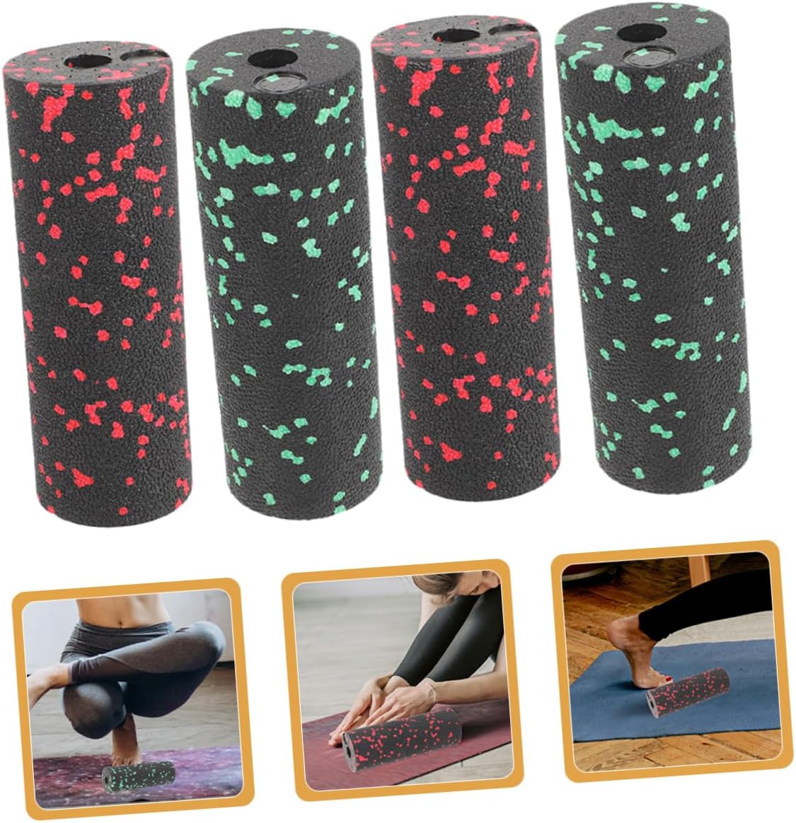 HEMOTON 4 Pezzi Mini colonna yoga massaggiante per massaggio muscolare colonna a rulli massaggio a Strumento di massaggio per l'esercizio massaggiatore a rulli epp