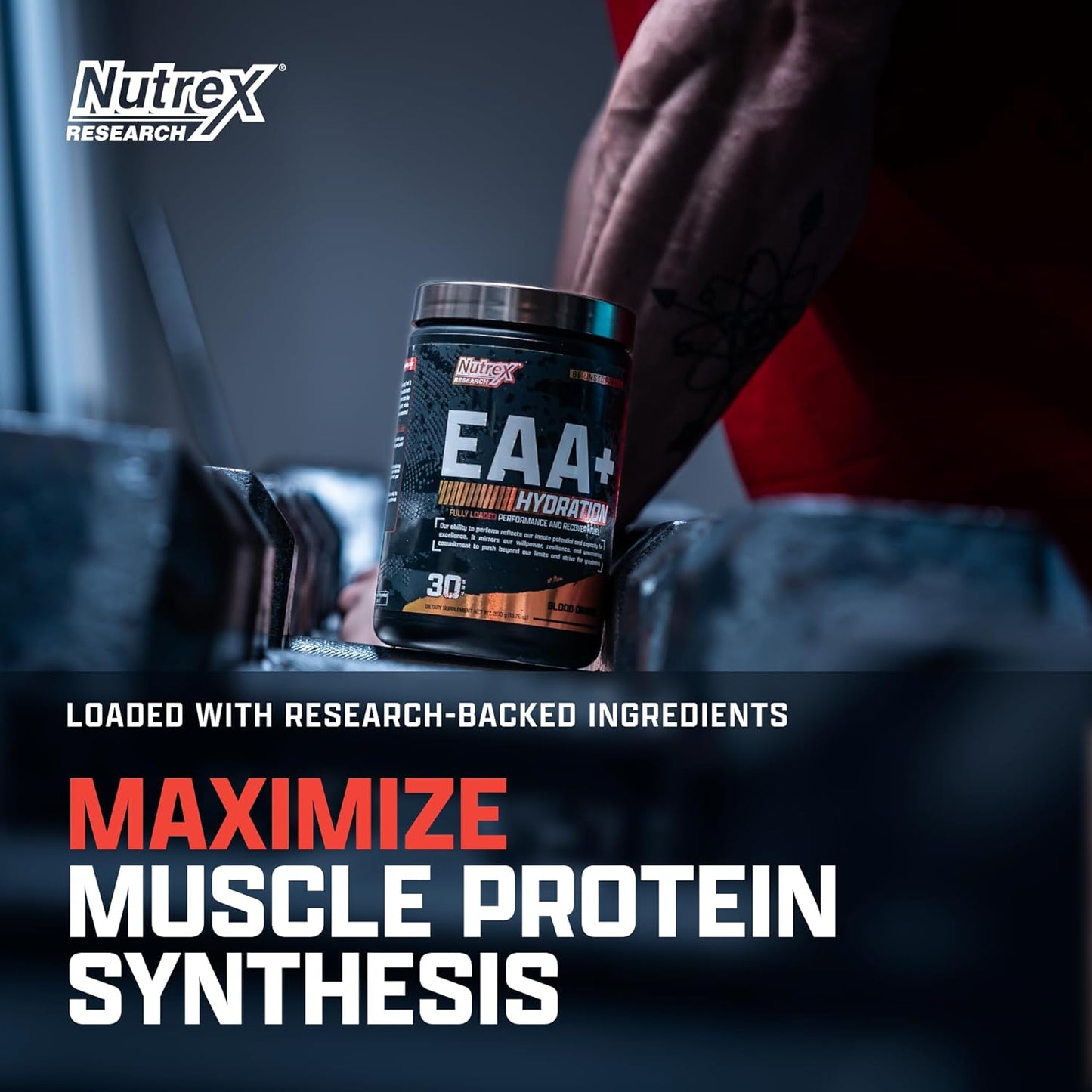 Nutrex Research EAA + Hydration Essential Amino Acids Supplement, Blood Orange 390 grams