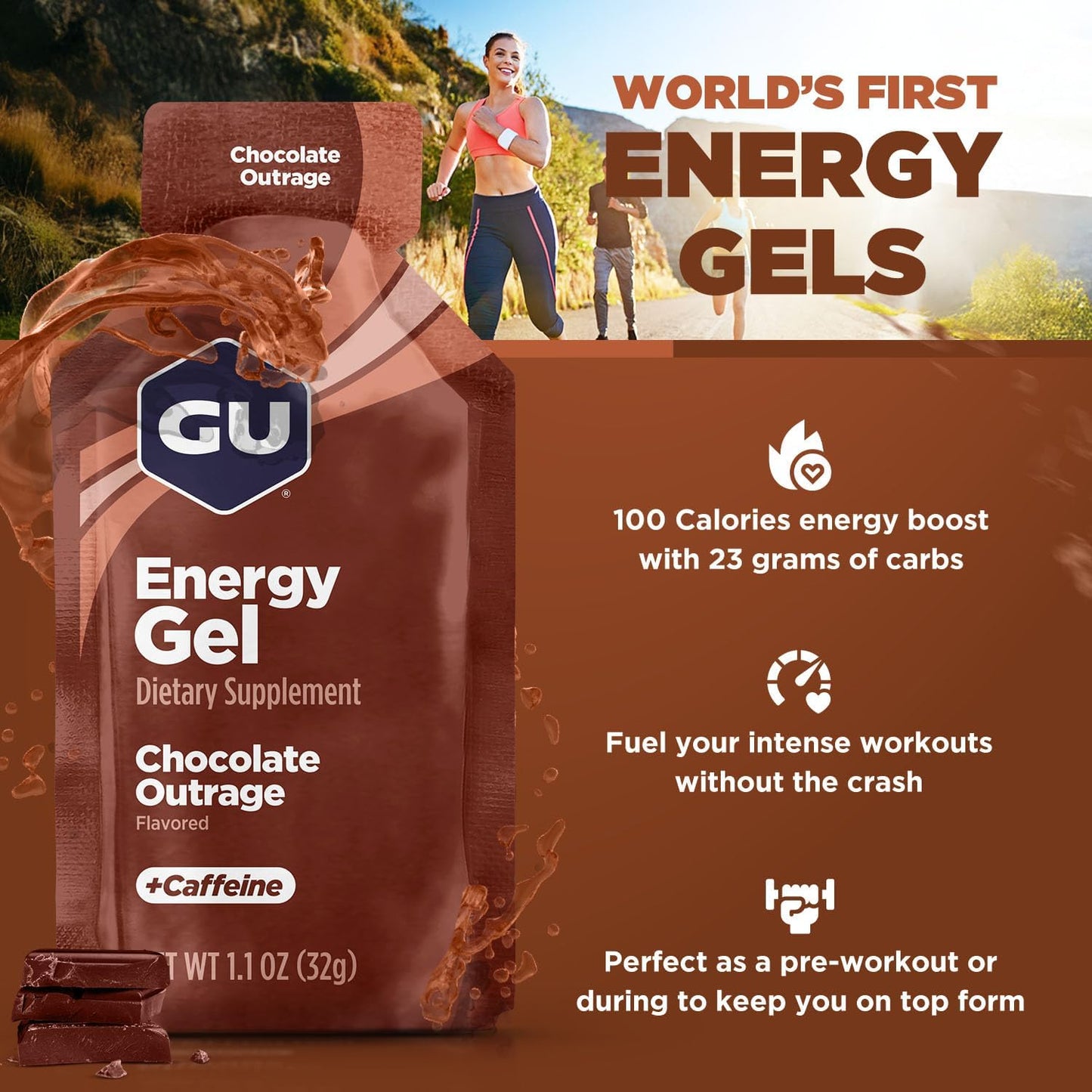 GU Energy - Energy Gels - Chocolate Outrage (with caffeine)