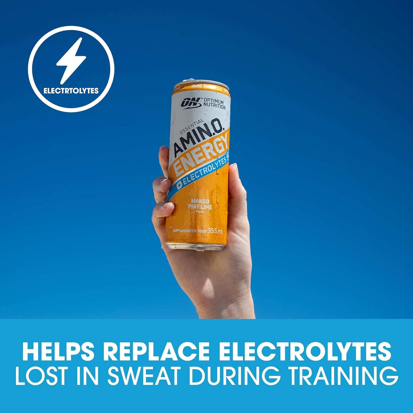 OPTIMUM NUTRITION Amino Energy Sparkling Electrolytes Drink 355 ml, Berry Burst (12 Pack)