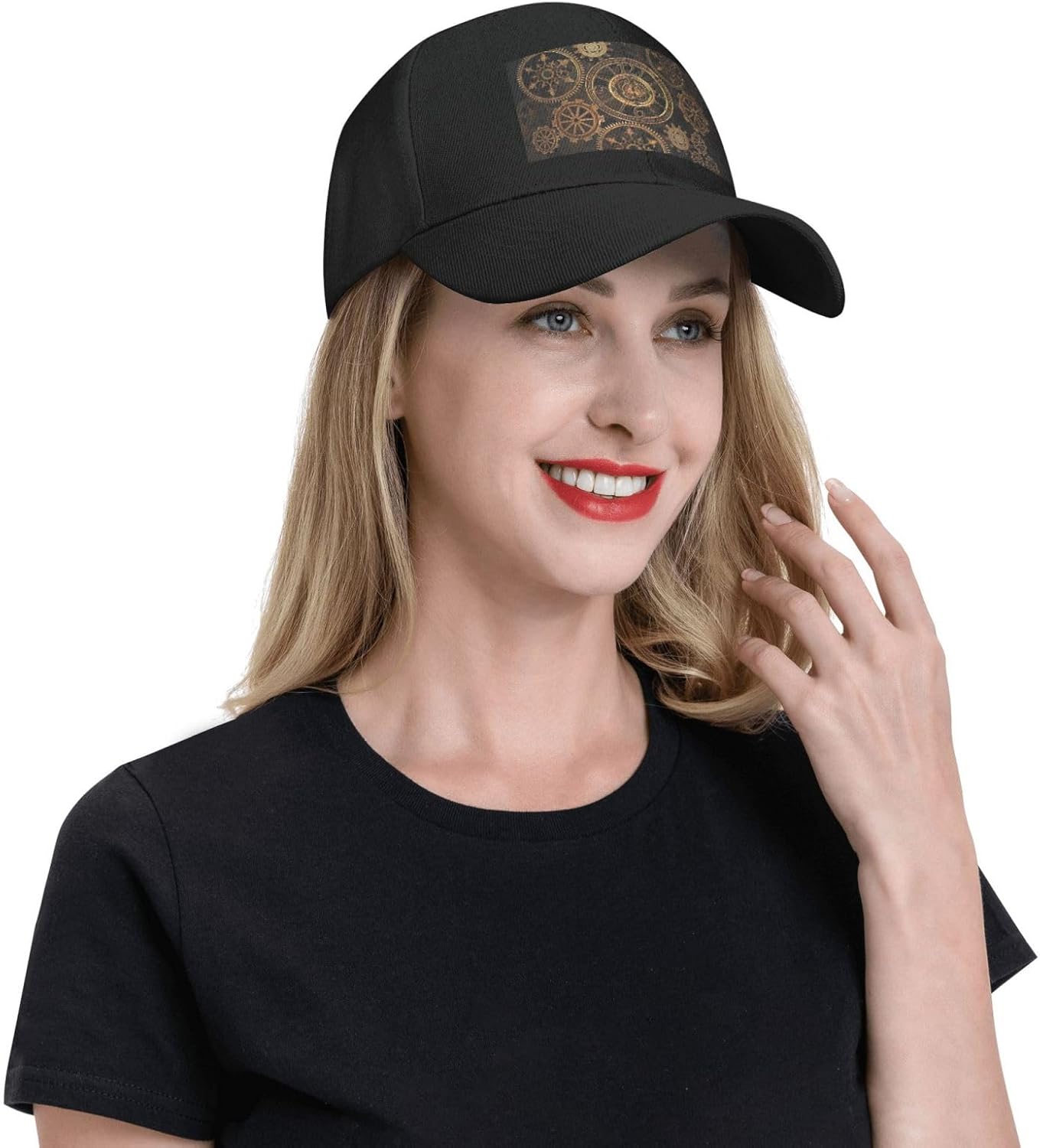 WOPQS Gears Clock Bronze Century Tinta unita Curvo tesa Duckbill Cap Outdoor Travel Beach Sun Hat Cappello da baseball