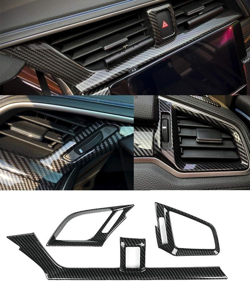 Carbon Fiber Grain ABS Car Interior Front Side and Console Air Outlet Vent Frame Trim Sticker for Honda 10th Gen Civic 2016 2017 2018 2019 2020