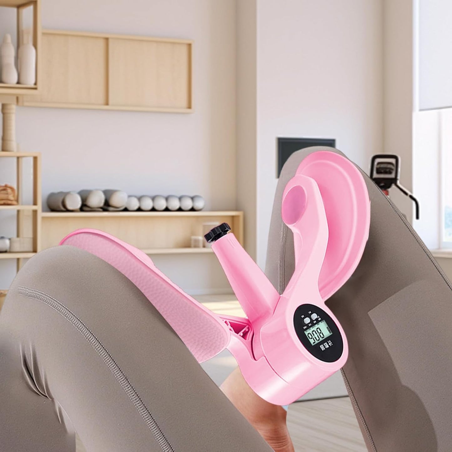 Pelvic Floor Trainer, Adjustable Thigh Exerciser, 12.99x12.99x4.33 Inches Digital Counter Fitness Device, Muscle Strengthening Gear, Womens Home, Workout for Rehab, Yoga, Balance