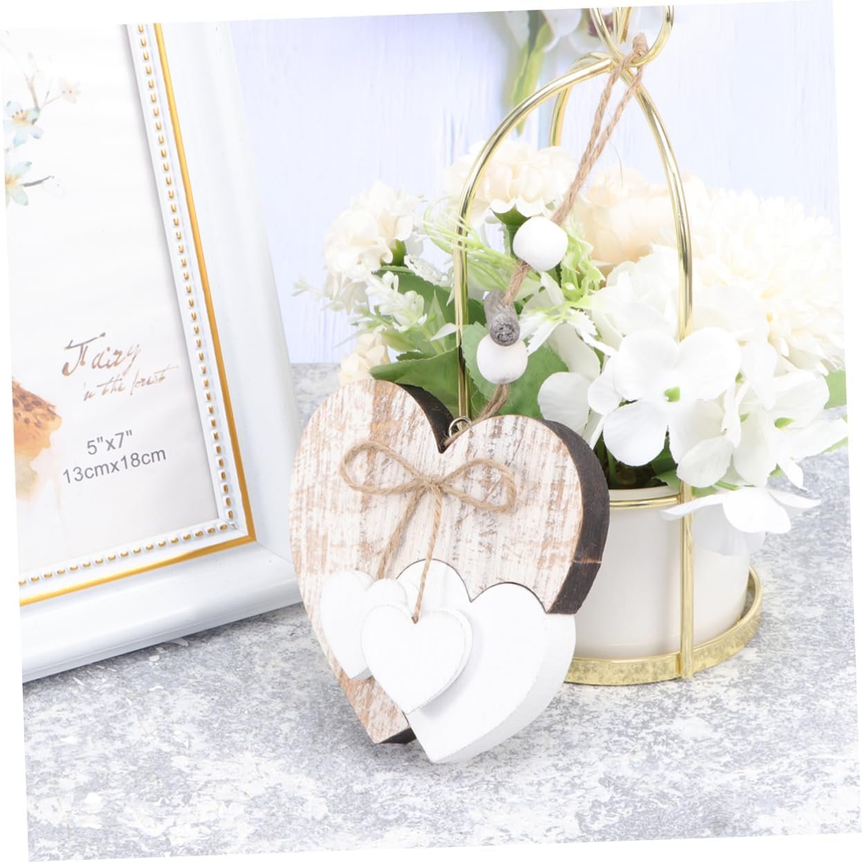 OUNONA 2 Pezzi ciondolo in legno Nozze a forma di arredamento sospeso decorativo arredamento del matrimonio gadget casa oggettistica casa portaabiti grucce per hanger cuore sospeso Bambù