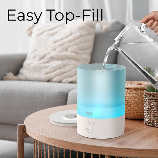 2.5L Top Fill Humidifier & Essential Oil Diffuser Bundle– Create a Peaceful Atmosphere with Cool Mist & Aromatherapy – Quiet Operation and Auto Shut-Off