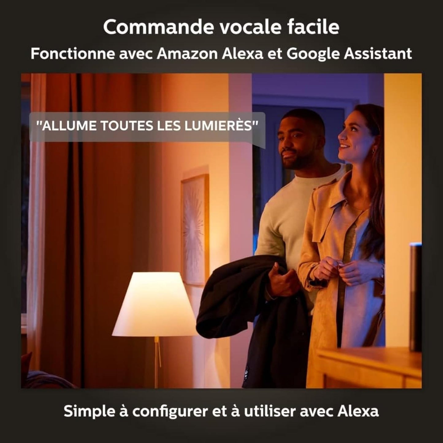 Philips Hue White and Color Ambiance Smart Sana LED Wall Lamp, White or Coloured Light, Dimmable, 20 W, Black