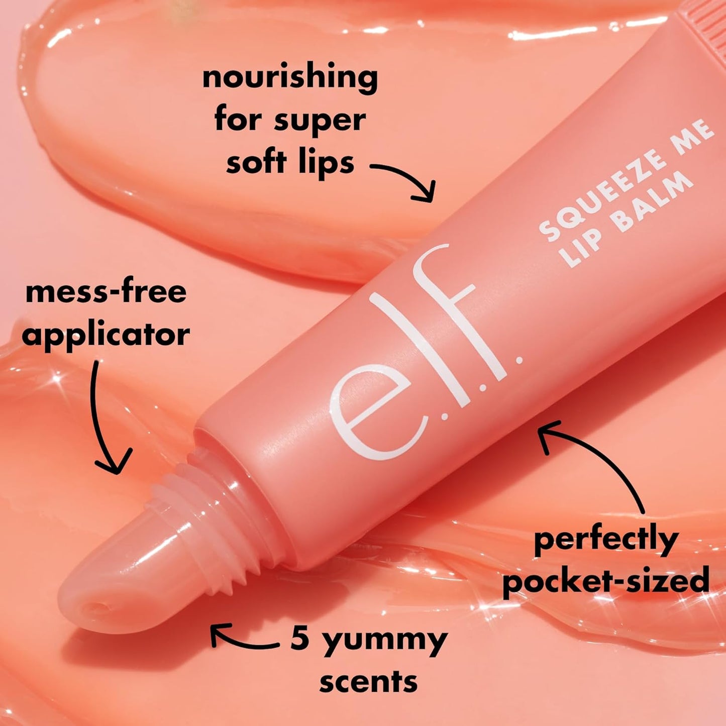 e.l.f. Squeeze Me Lip Balm, Moisturizing Lip Balm with Sheer Tint Infused with Hyaluronic Acid, Vegan & Cruelty Free, Grape